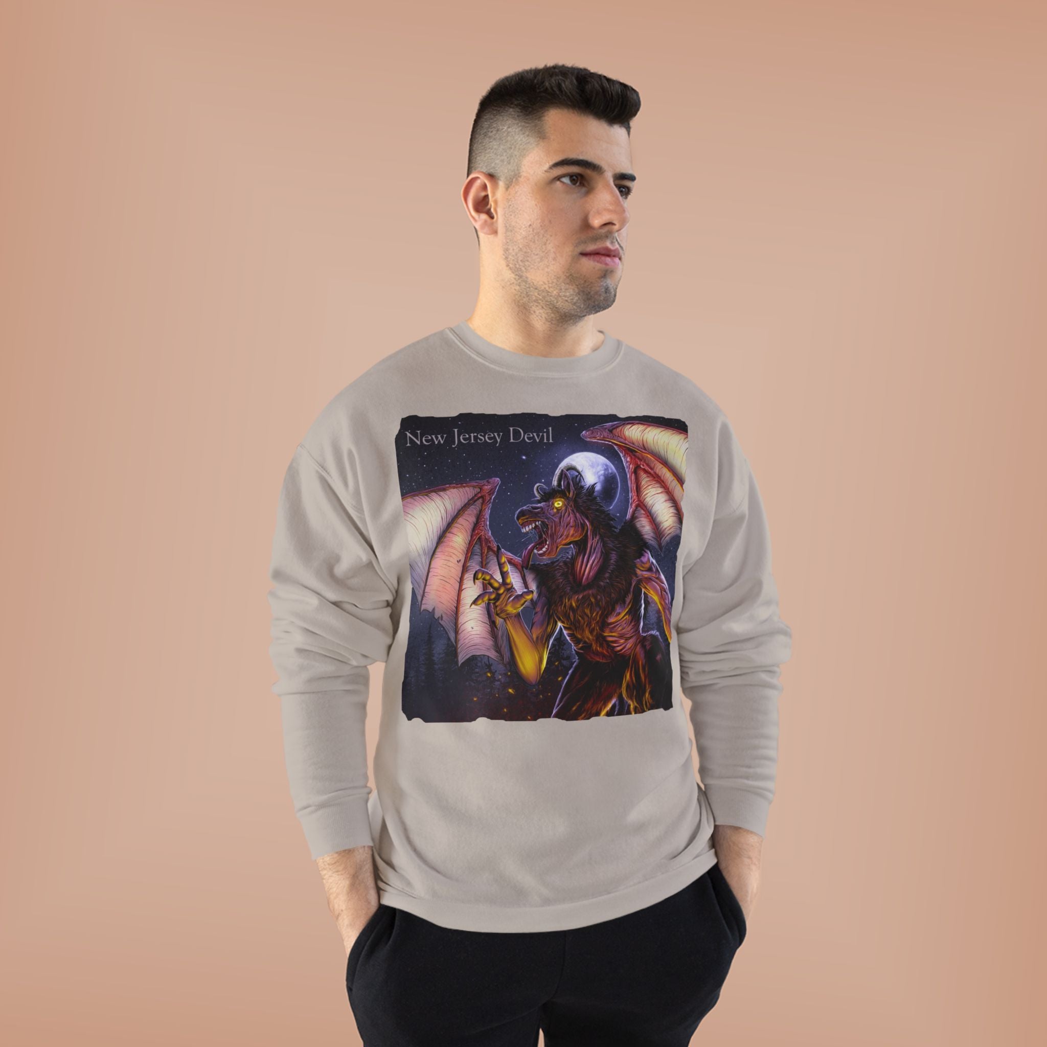 Dragon Graphic Sweatshirt — "New Jersey Dad" Fantasy Winged Creature Crewneck