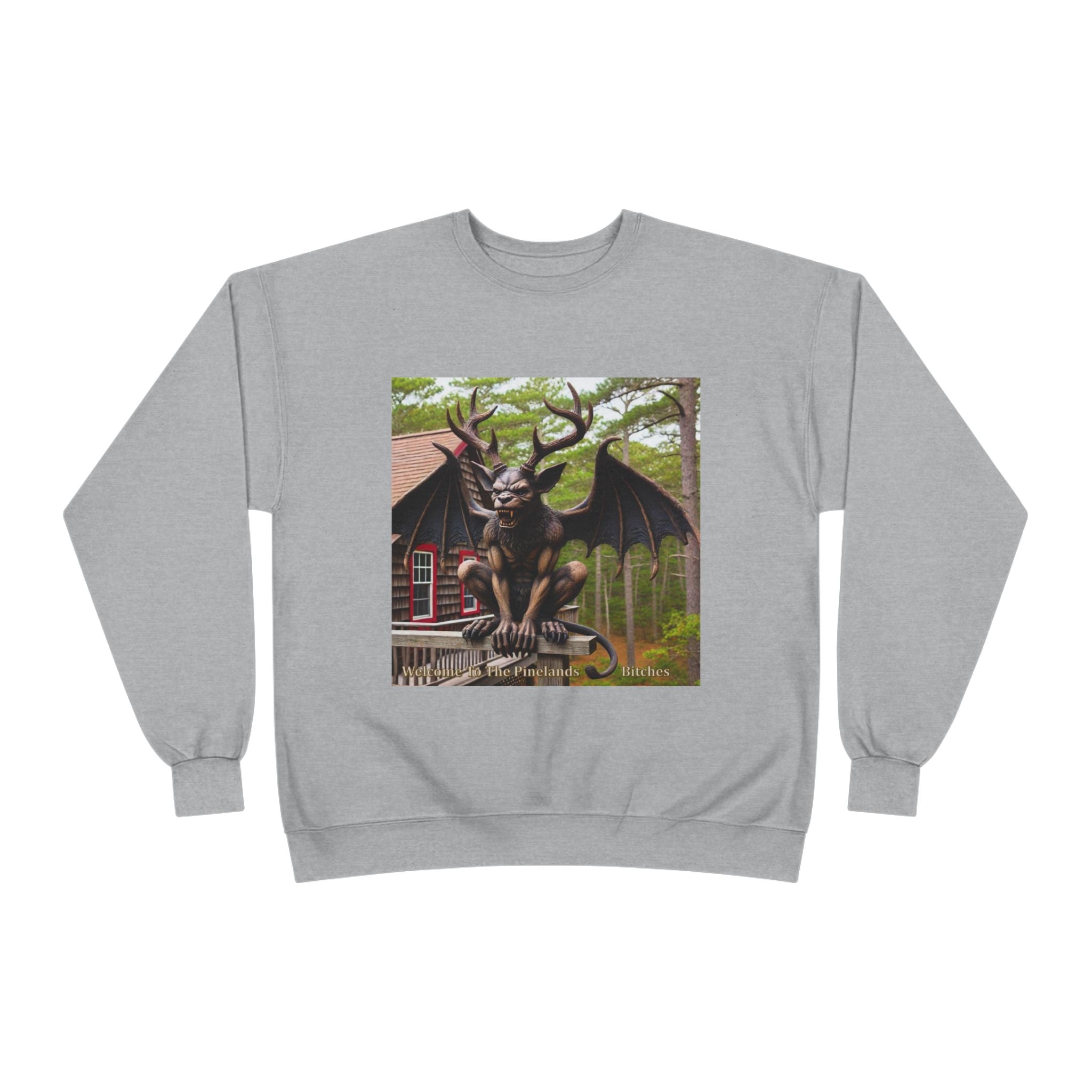Gargoyle Garden Crewneck Sweatshirt — Gothic Statue Forest Design
