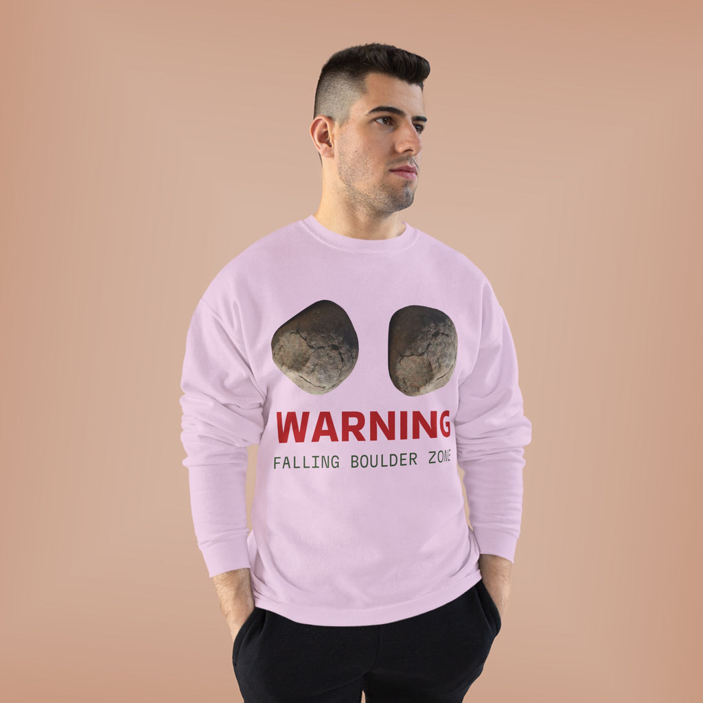 Warning Falling Boulder Zone Crewneck Sweatshirt