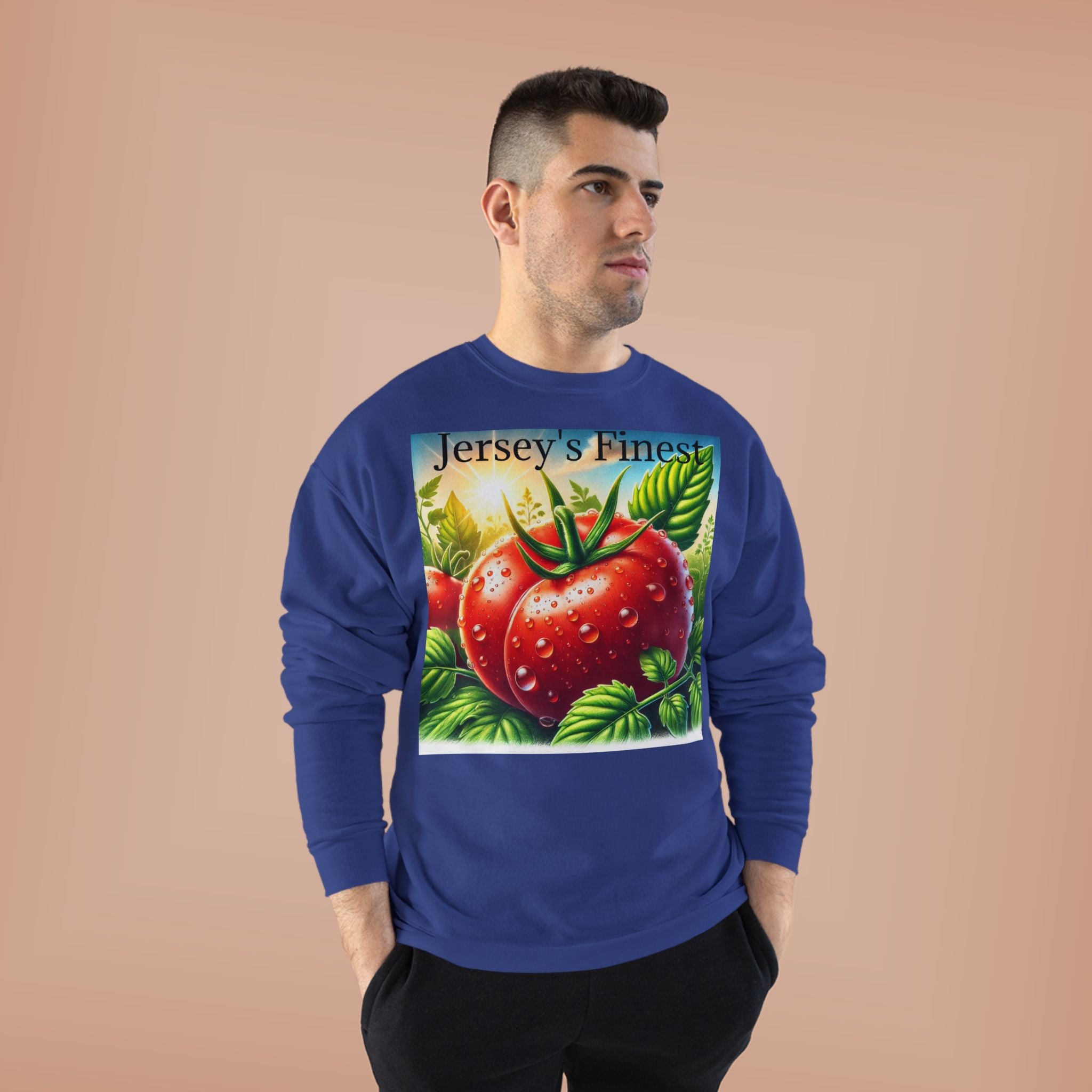 Tomato Crewneck Sweatshirt — "Jersey's Finest" Garden Produce Graphic