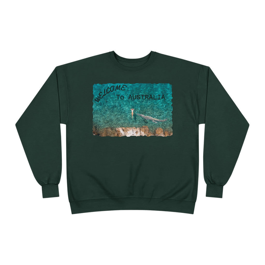 Welcome To Australia Crewneck Sweatshirt — Beach Aerial Photo Travel Sweater
