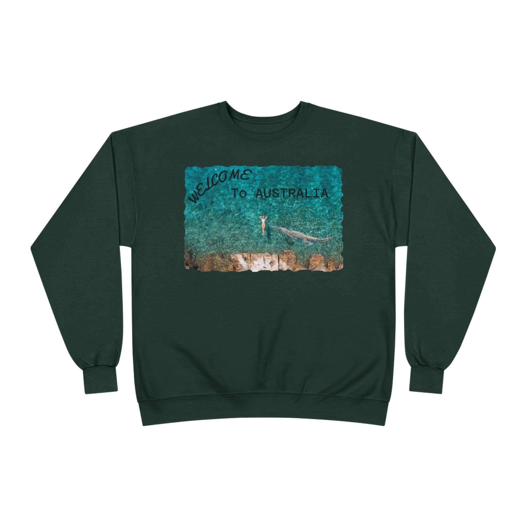 Welcome To Australia Crewneck Sweatshirt — Beach Aerial Photo Travel Sweater