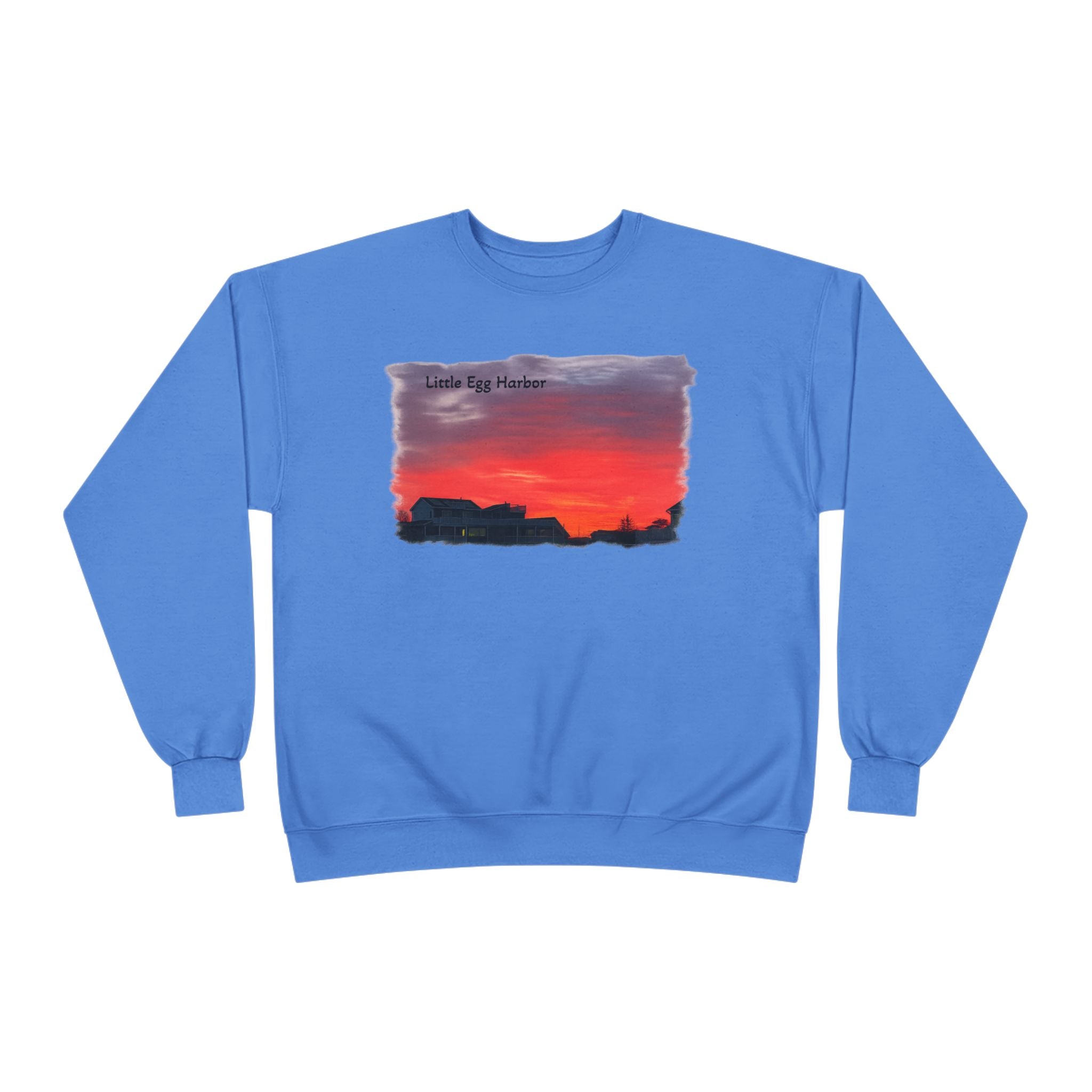 Sunset Horizon Crewneck Sweatshirt — 'Little Egg Harbor' Scenic Graphic