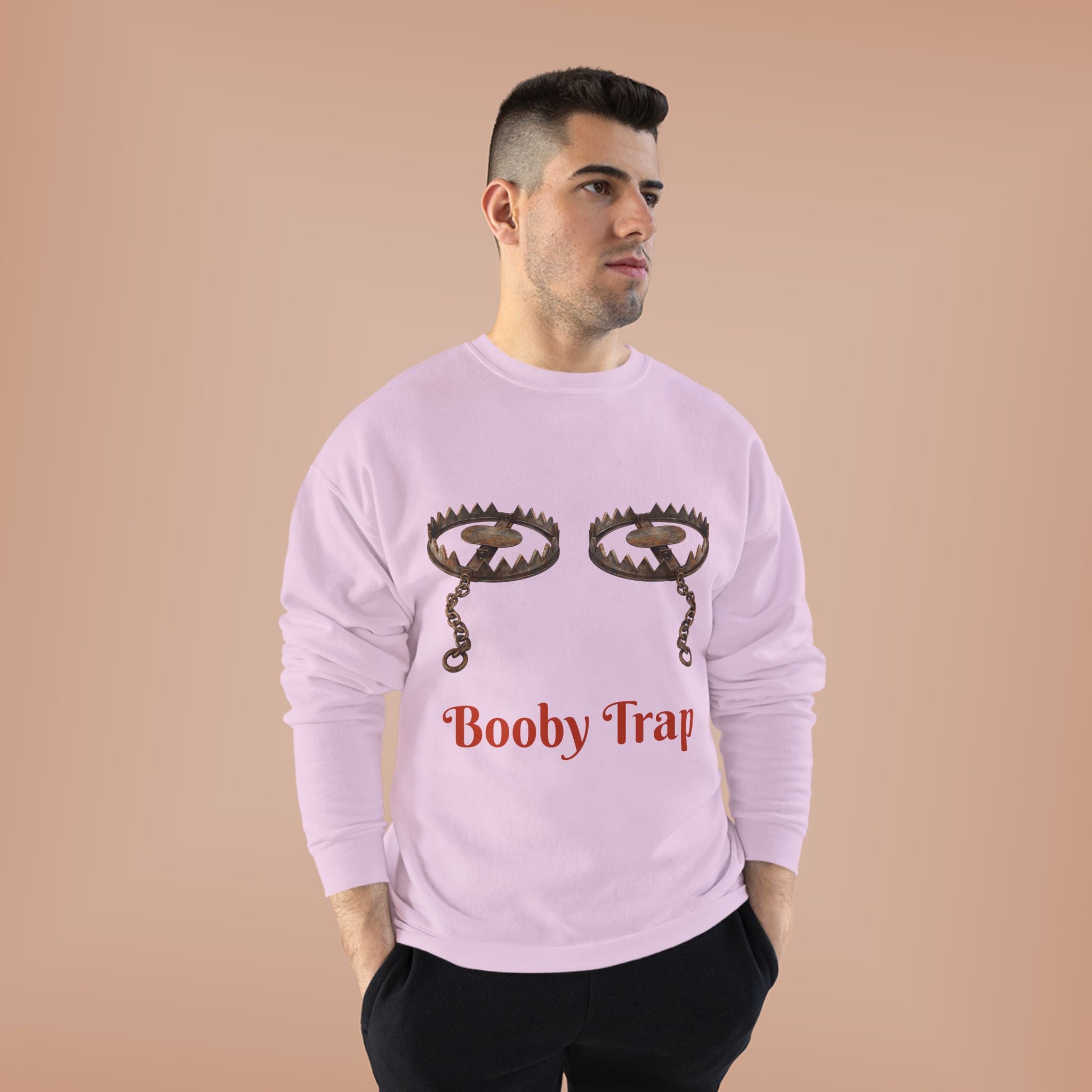 Booby Trap Sweatshirt — Funny Vintage Trap Illustration Humor Pullover
