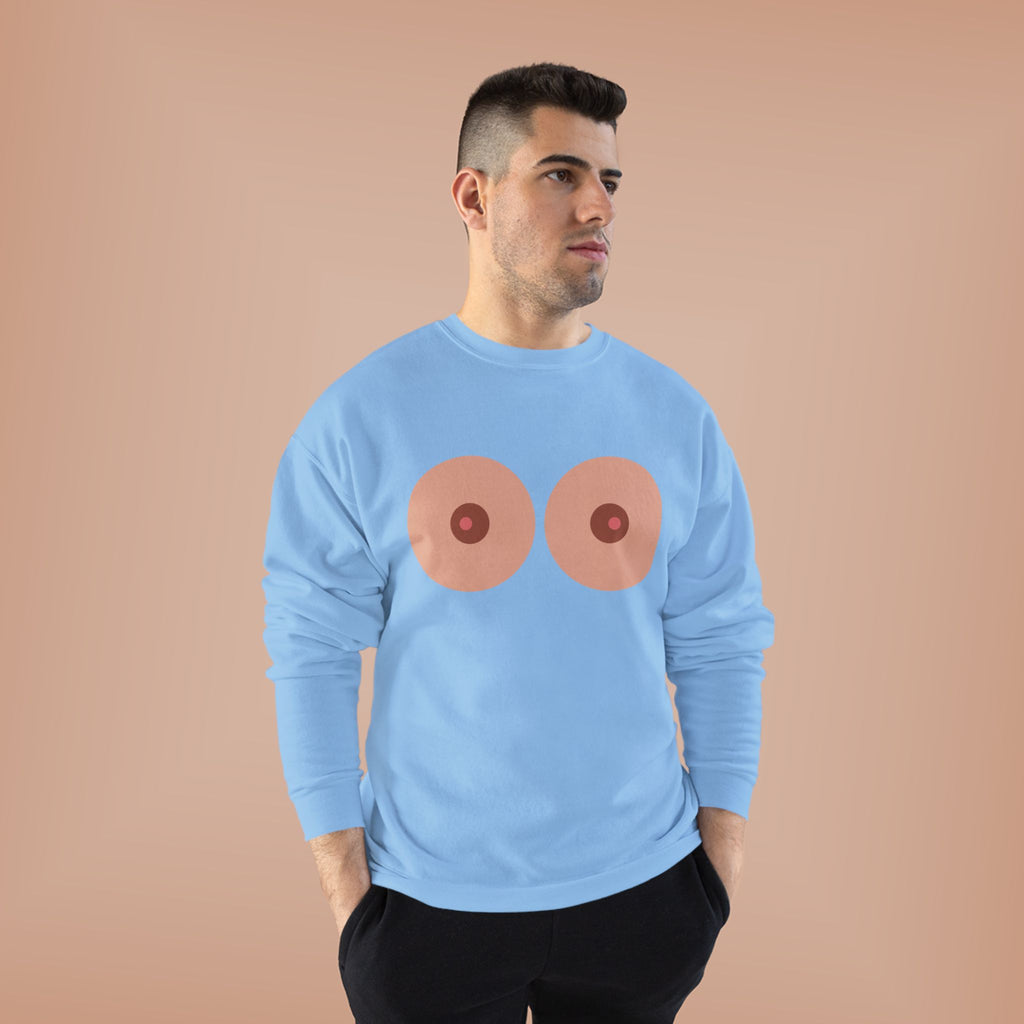 Nipple Graphic Crewneck Sweatshirt – Playful Boob Design, Breast Positivity Pullover