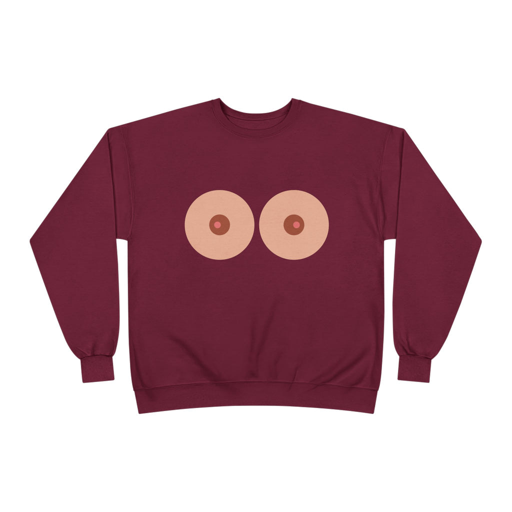 Nipple Graphic Crewneck Sweatshirt – Playful Boob Design, Breast Positivity Pullover