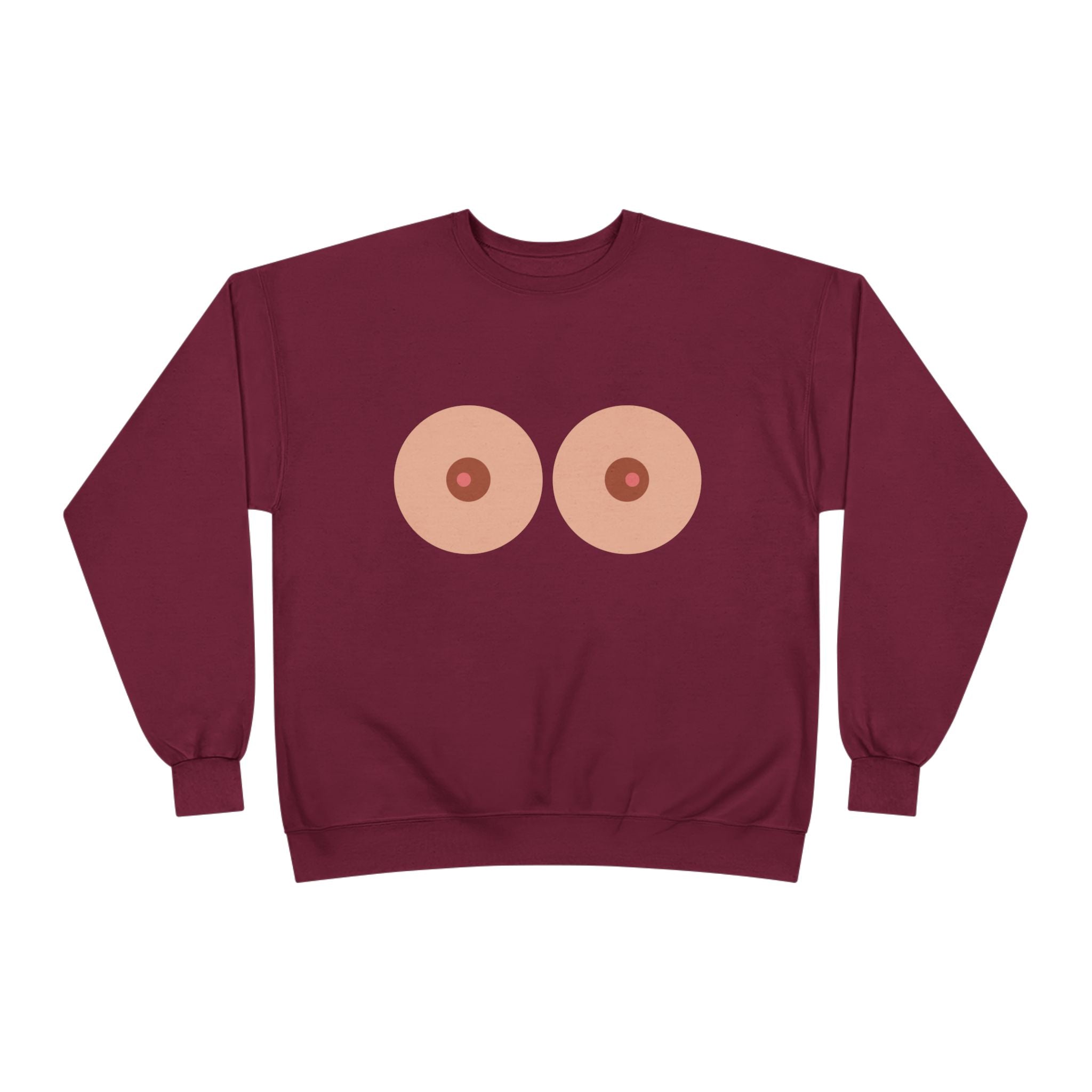 Nipple Graphic Crewneck Sweatshirt – Playful Boob Design, Breast Positivity Pullover