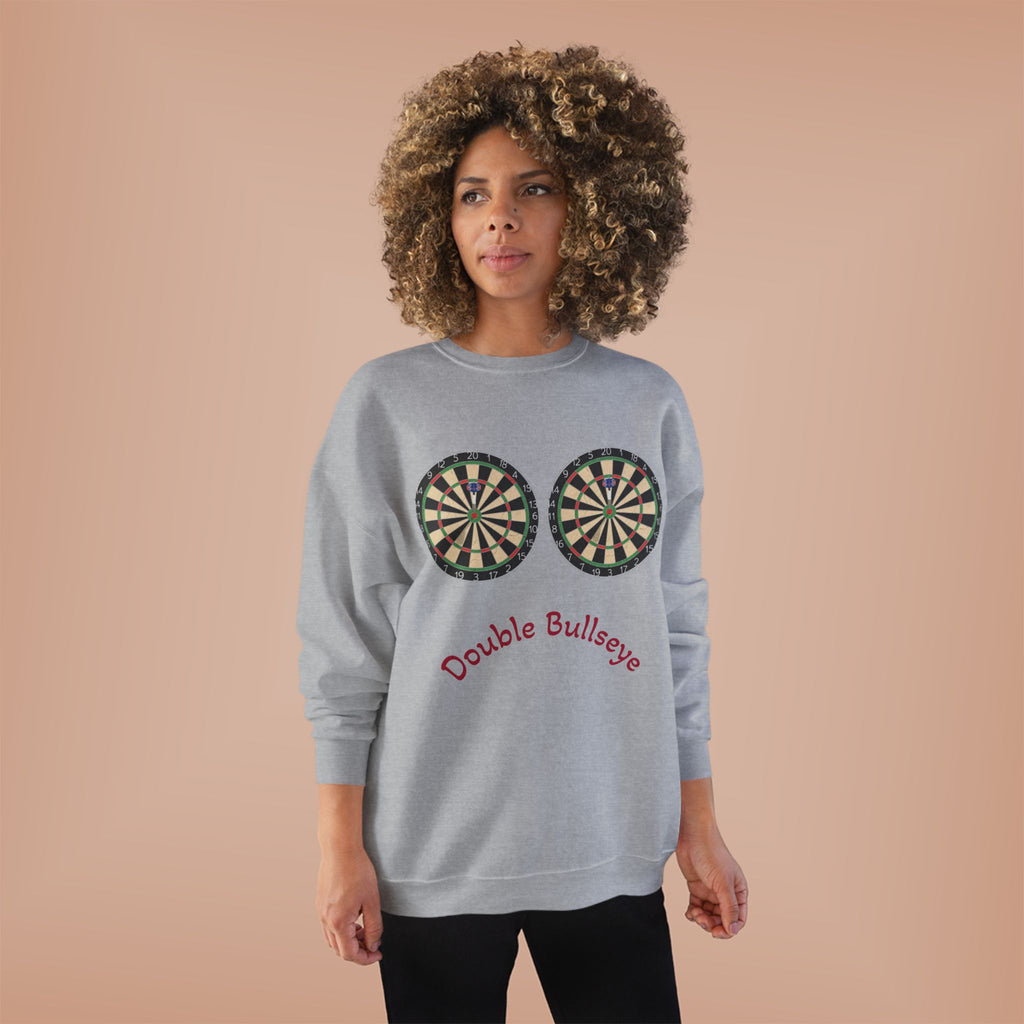 Double Bullseye Crewneck Sweatshirt — Darts Humor Graphic