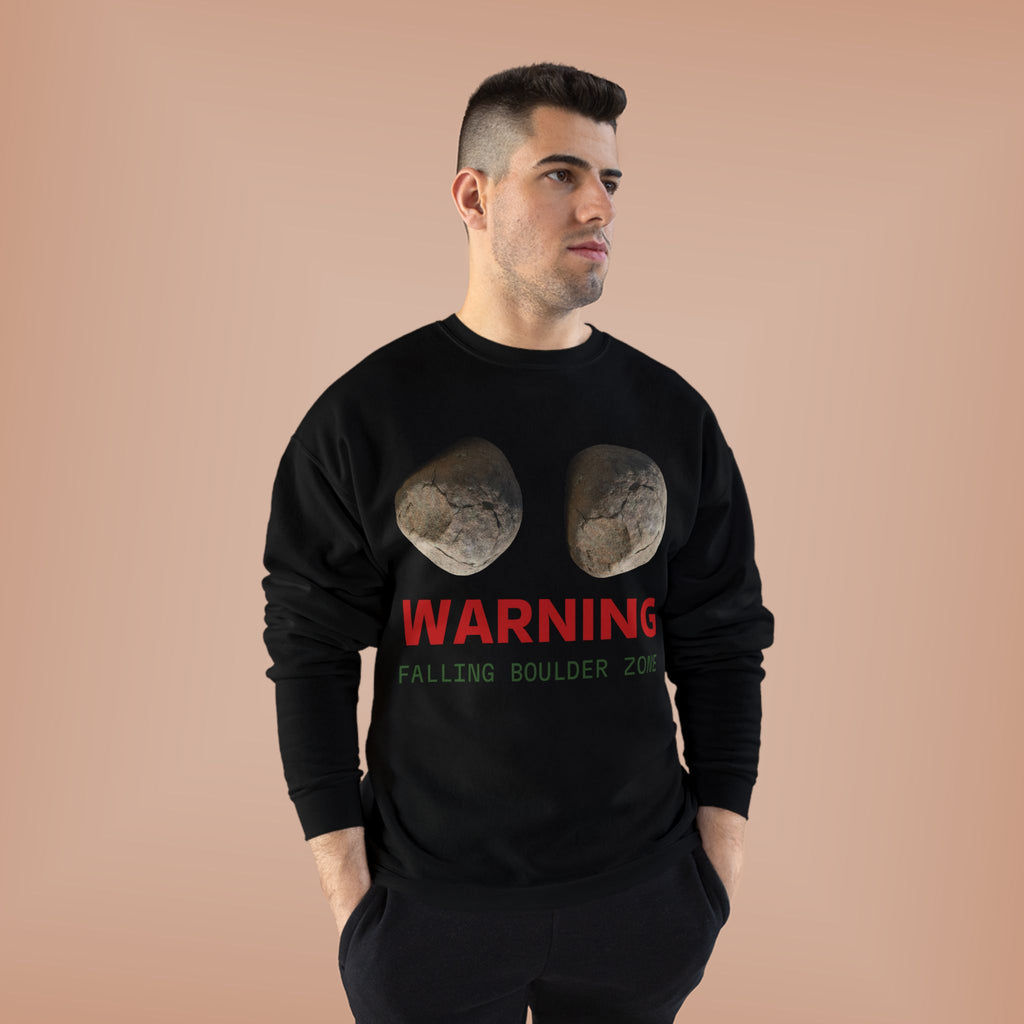 Warning Falling Boulder Zone Crewneck Sweatshirt