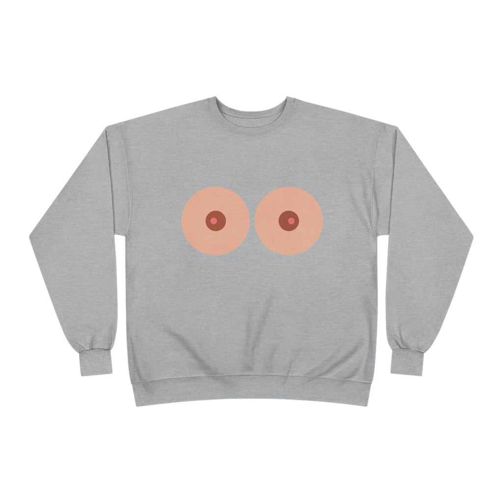Nipple Graphic Crewneck Sweatshirt – Playful Boob Design, Breast Positivity Pullover
