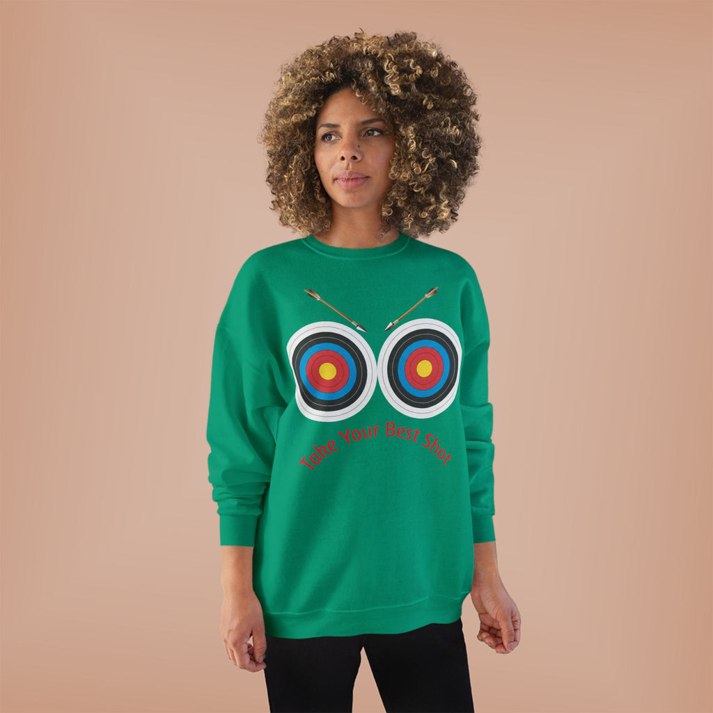 Take Your Best Shot Crewneck Sweatshirt — Archery Target Graphic