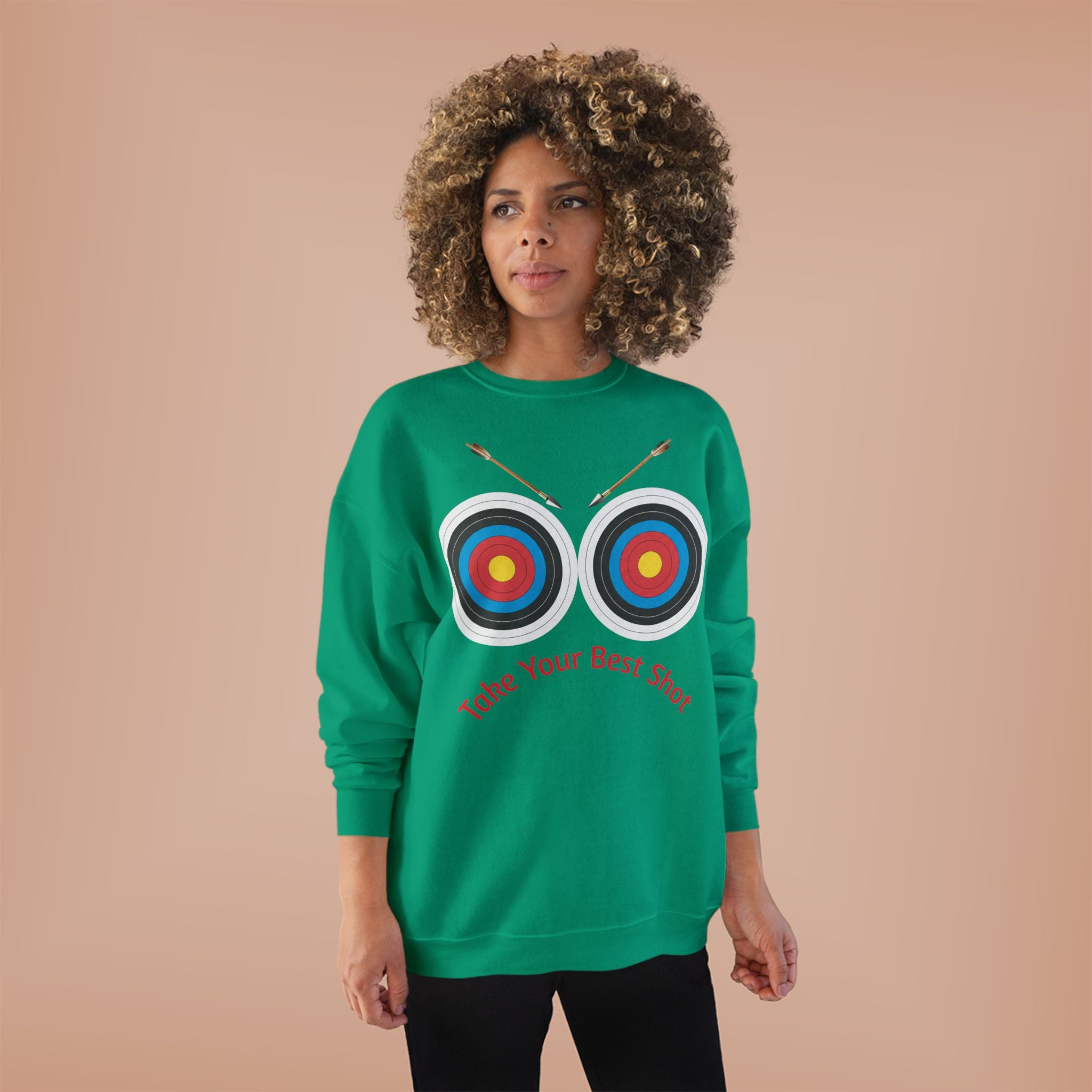 Take Your Best Shot Crewneck Sweatshirt — Archery Target Graphic