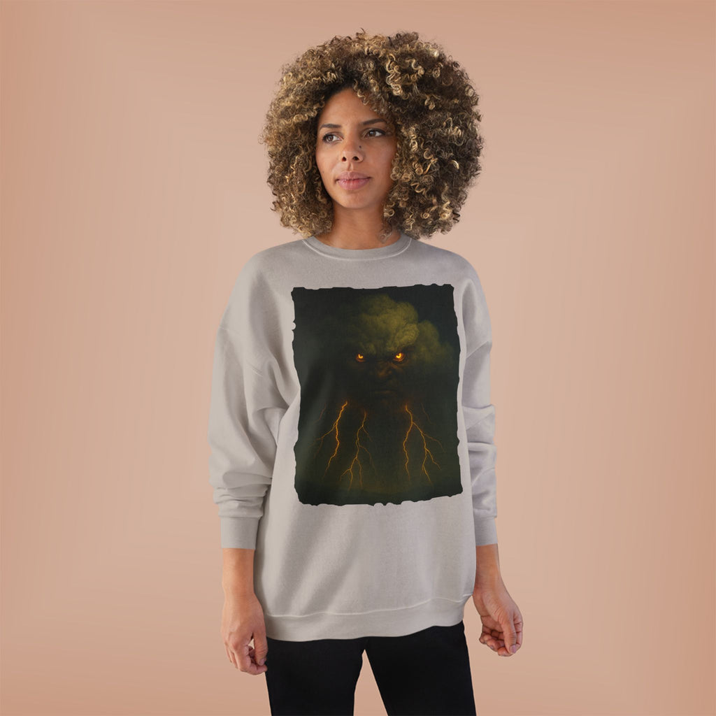 Storm Spirit Crewneck Sweatshirt — Lightning Cloud Monster Graphic