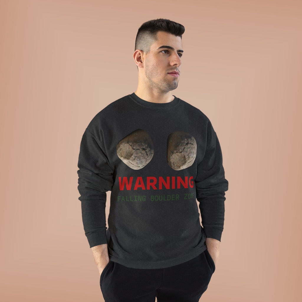 Warning Falling Boulder Zone Crewneck Sweatshirt