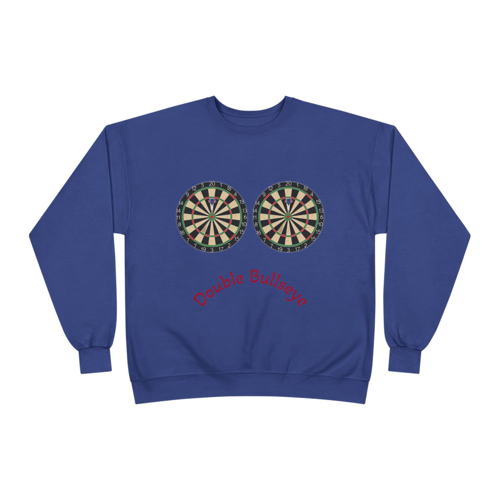 Double Bullseye Crewneck Sweatshirt — Darts Humor Graphic