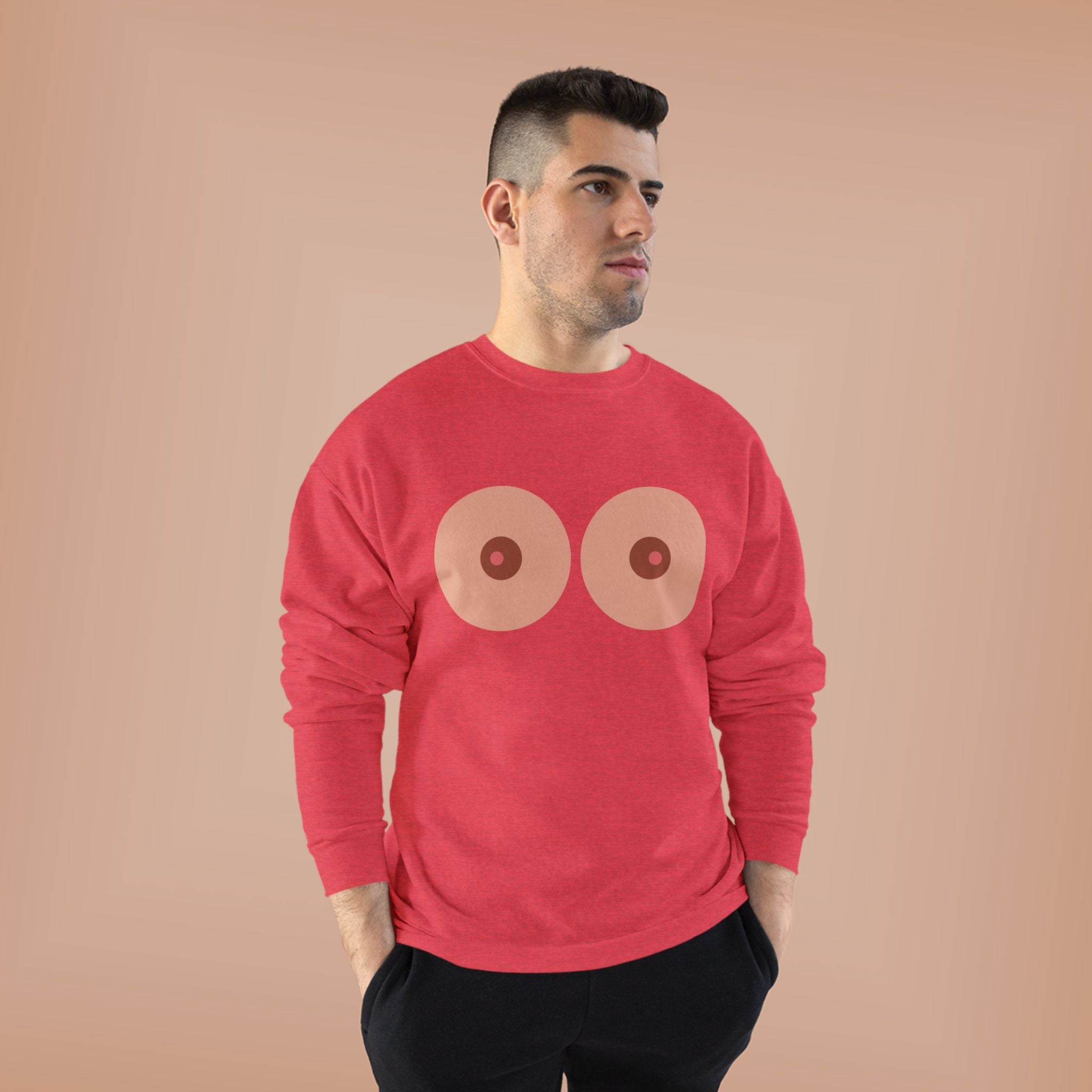 Nipple Graphic Crewneck Sweatshirt – Playful Boob Design, Breast Positivity Pullover