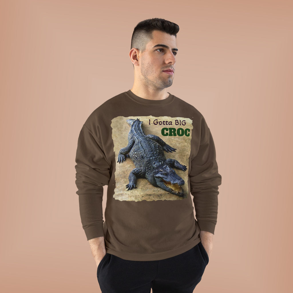 Crocodile Graphic Sweatshirt — "I Gotta Big Croc" Vintage Wildlife Crewneck