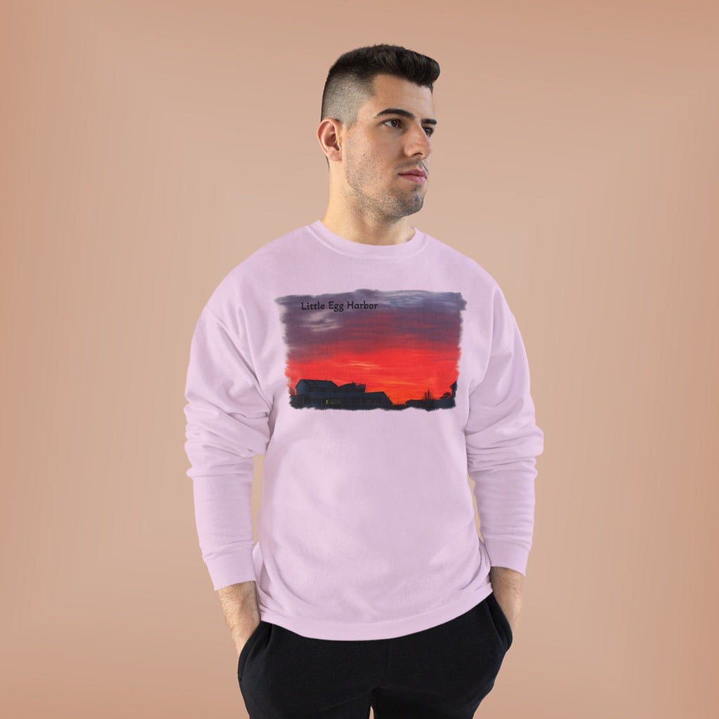 Sunset Horizon Crewneck Sweatshirt — 'Little Egg Harbor' Scenic Graphic