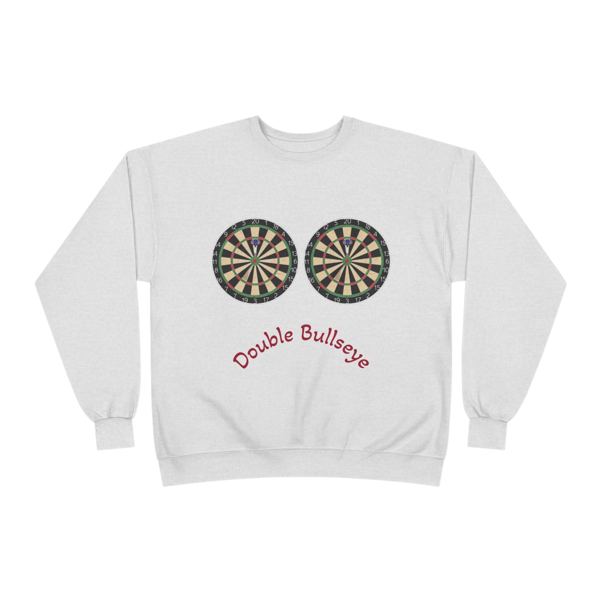 Double Bullseye Crewneck Sweatshirt — Darts Humor Graphic