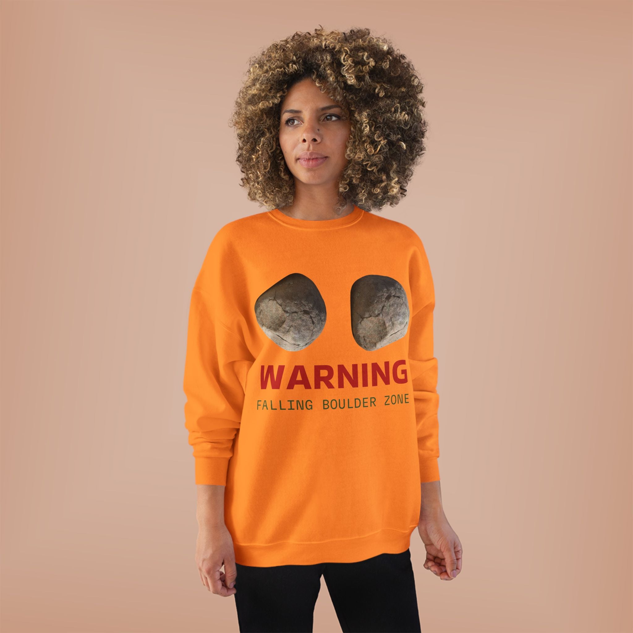 Warning Falling Boulder Zone Crewneck Sweatshirt