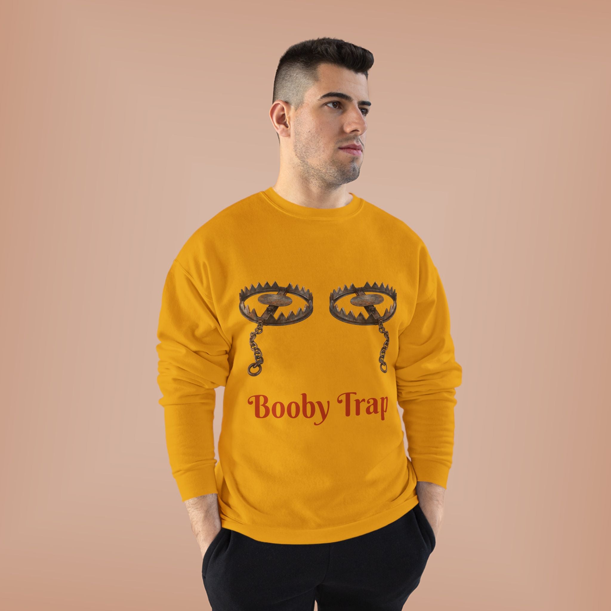 Booby Trap Sweatshirt — Funny Vintage Trap Illustration Humor Pullover