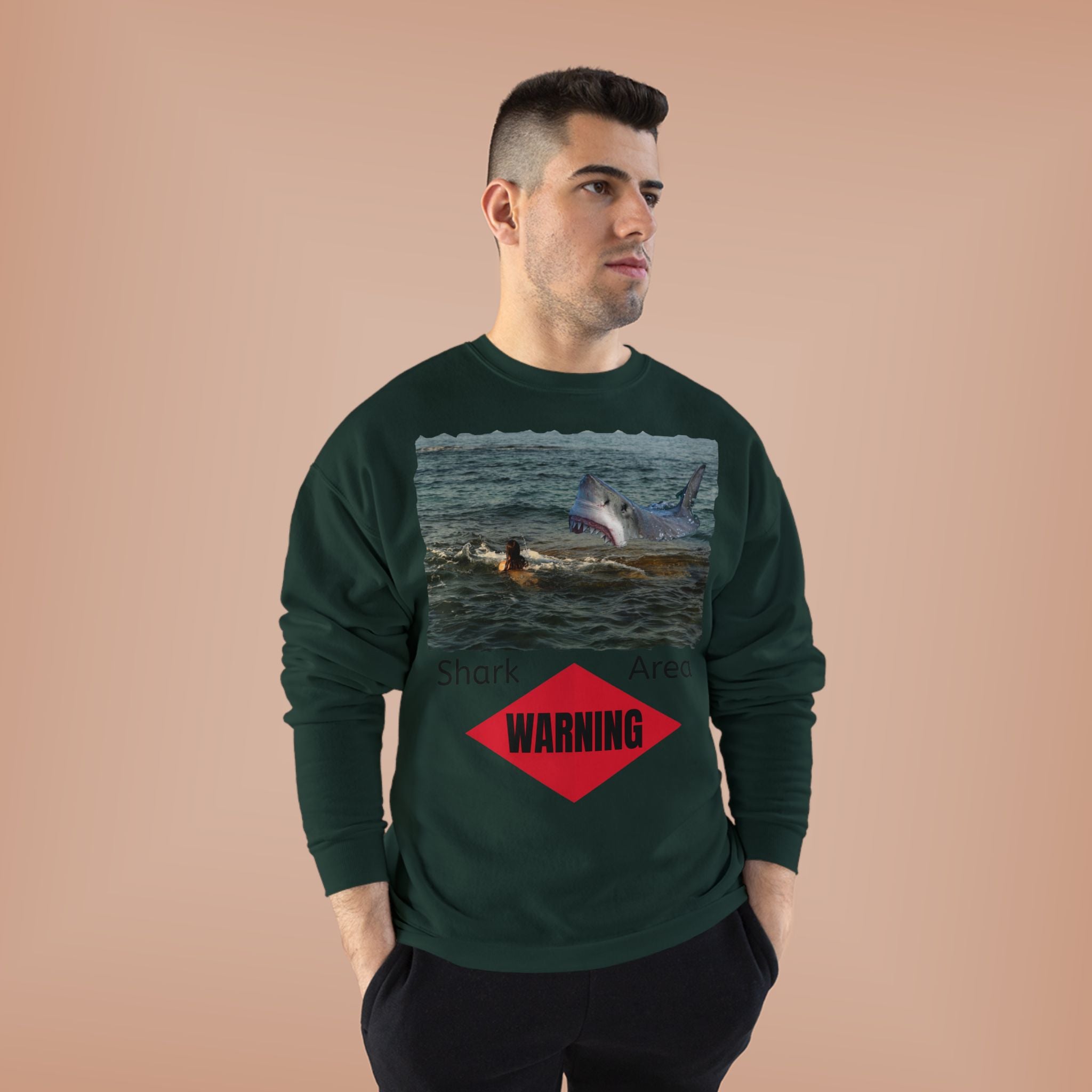 Shark Attack Warning Crewneck Sweatshirt