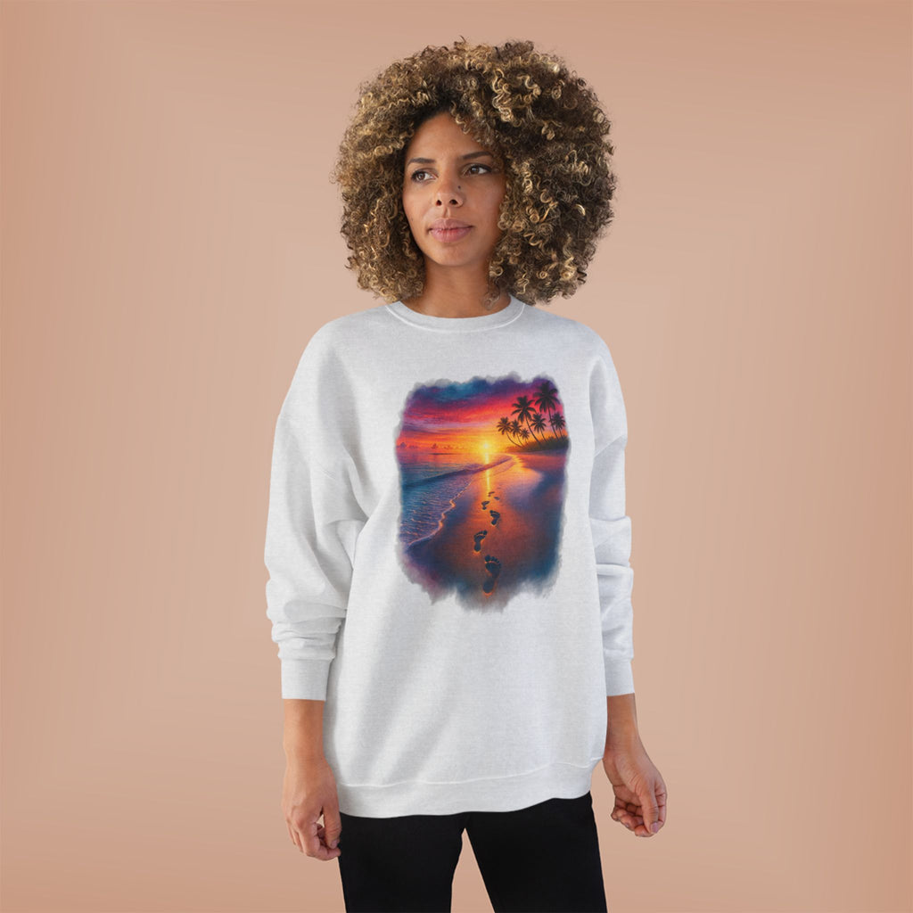 Sunset Beach Crewneck Sweatshirt — Tropical Footprints Graphic