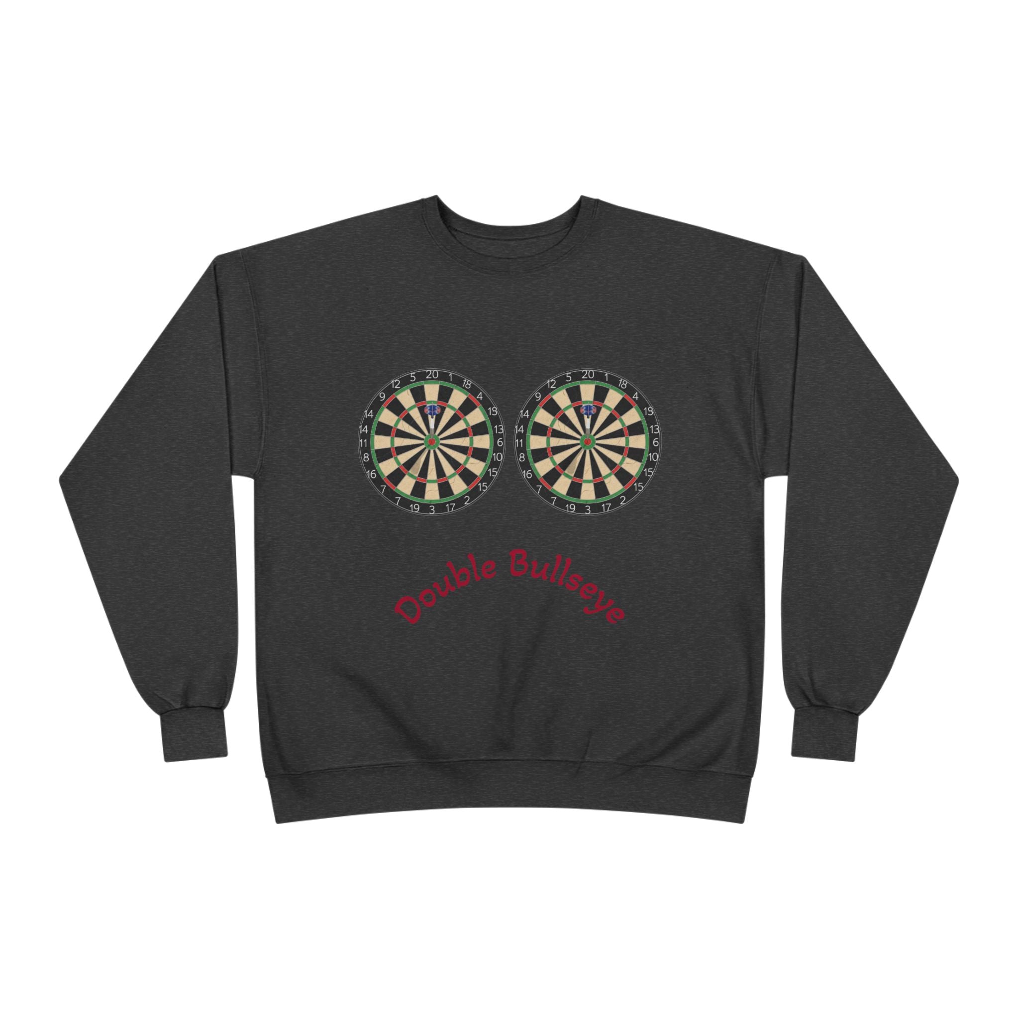 Double Bullseye Crewneck Sweatshirt — Darts Humor Graphic