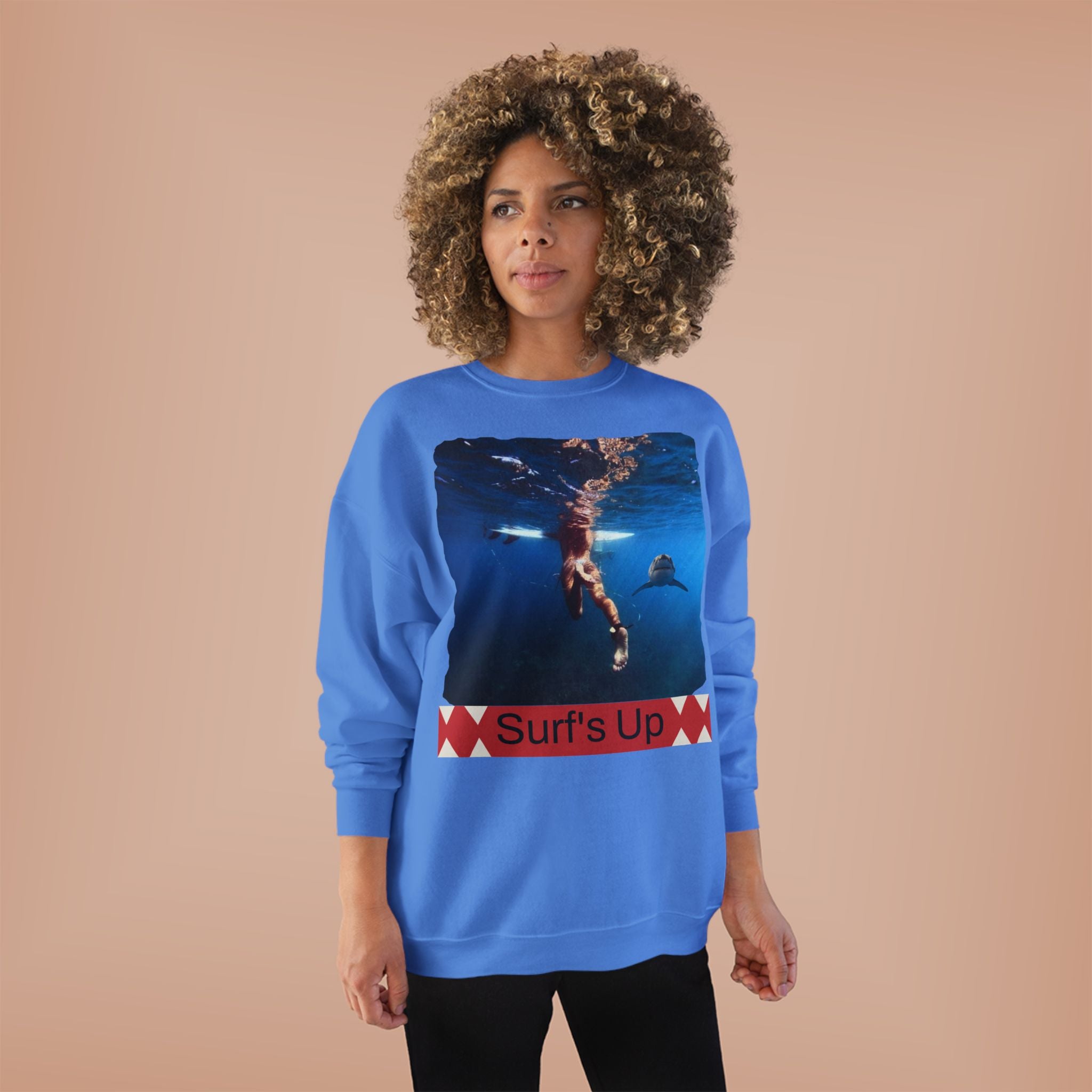 Crewneck Sweatshirt — 'Surf's Up' Underwater Surfer Graphic