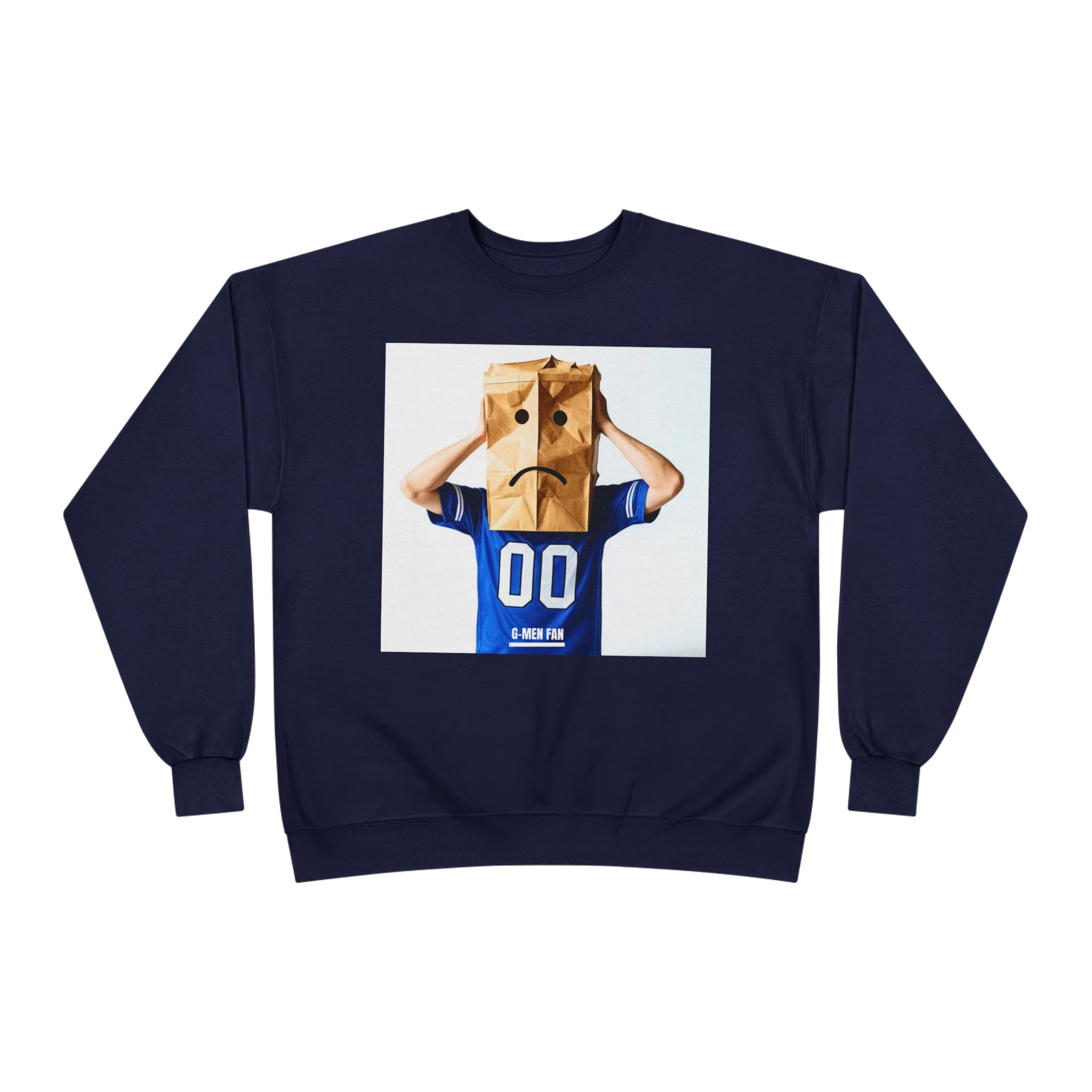 Paper Bag Head Crewneck Sweatshirt — Playful Sadness Graphic Sweater