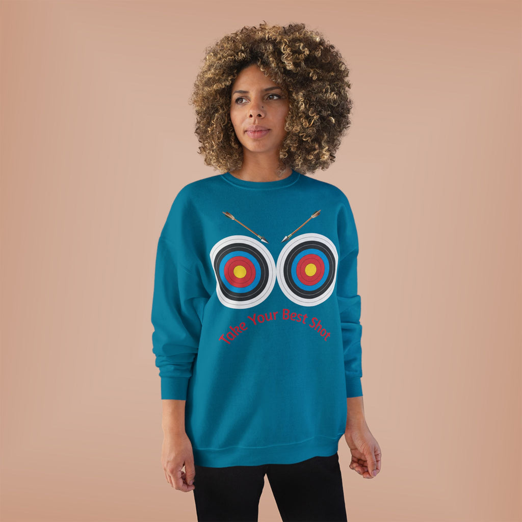 Take Your Best Shot Crewneck Sweatshirt — Archery Target Graphic