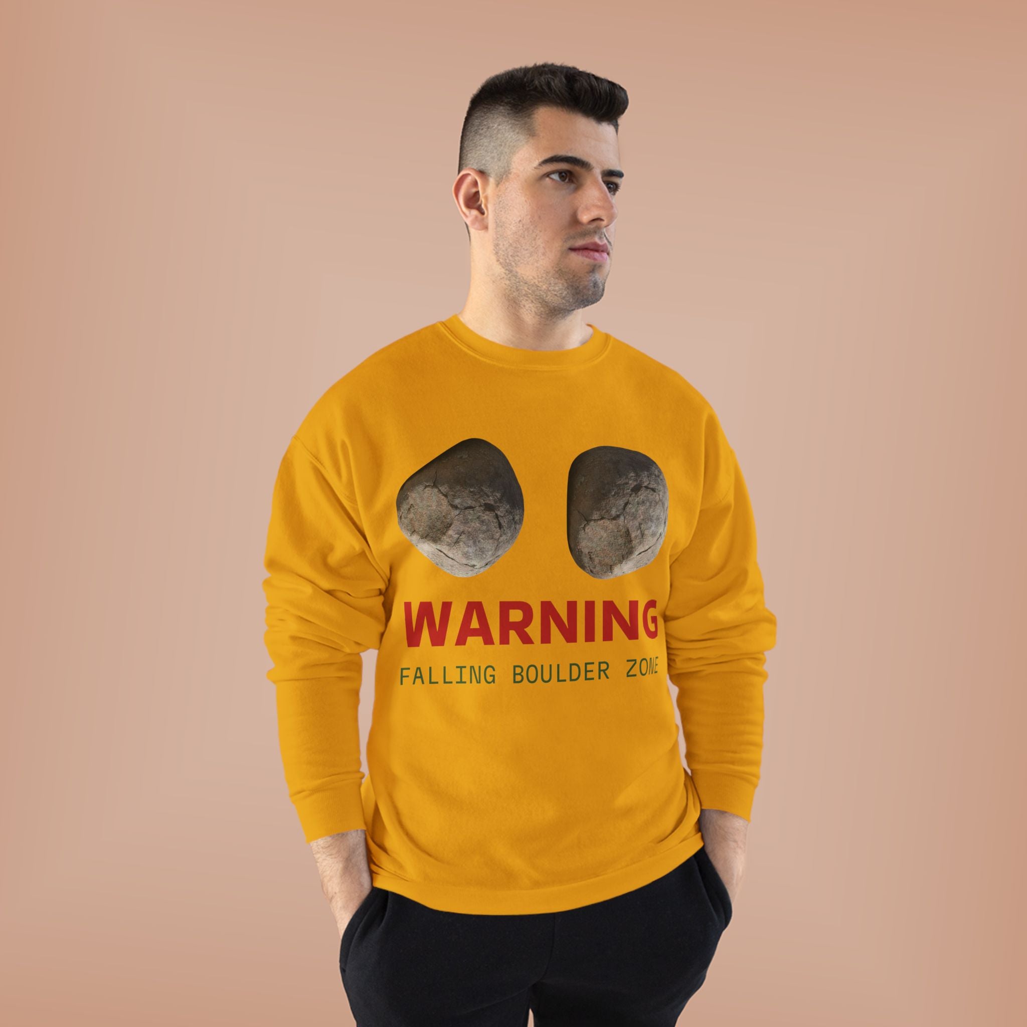 Warning Falling Boulder Zone Crewneck Sweatshirt