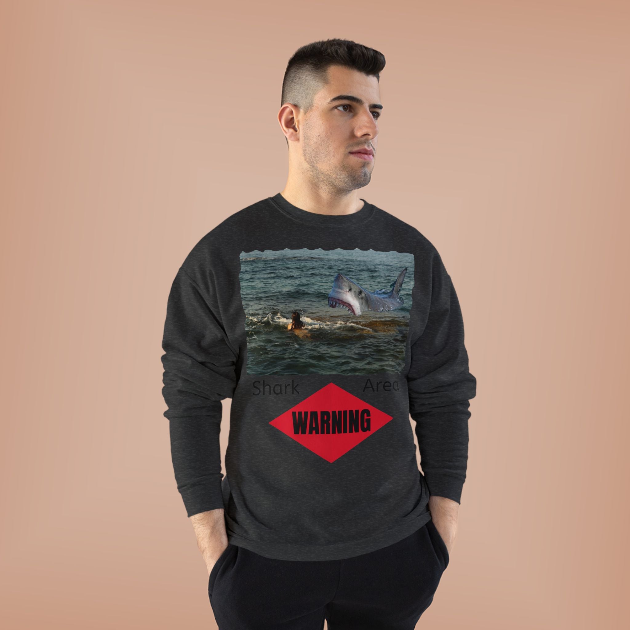 Shark Attack Warning Crewneck Sweatshirt