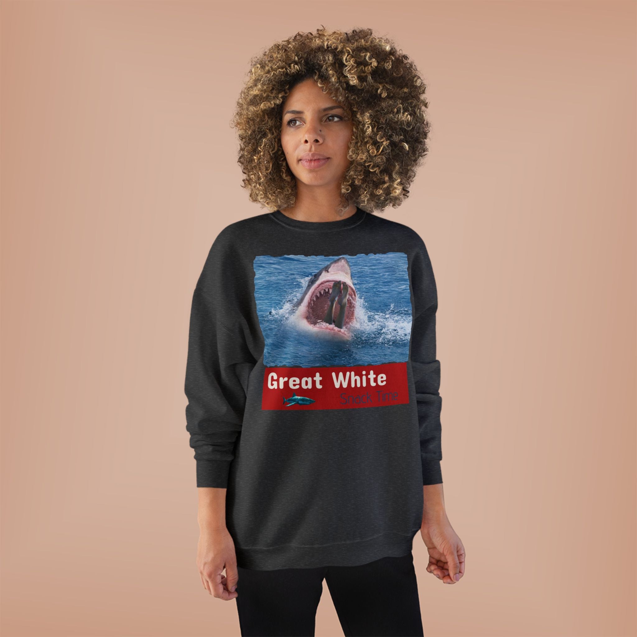 Great White Shark Crewneck Sweatshirt — Ocean Graphic Pullover