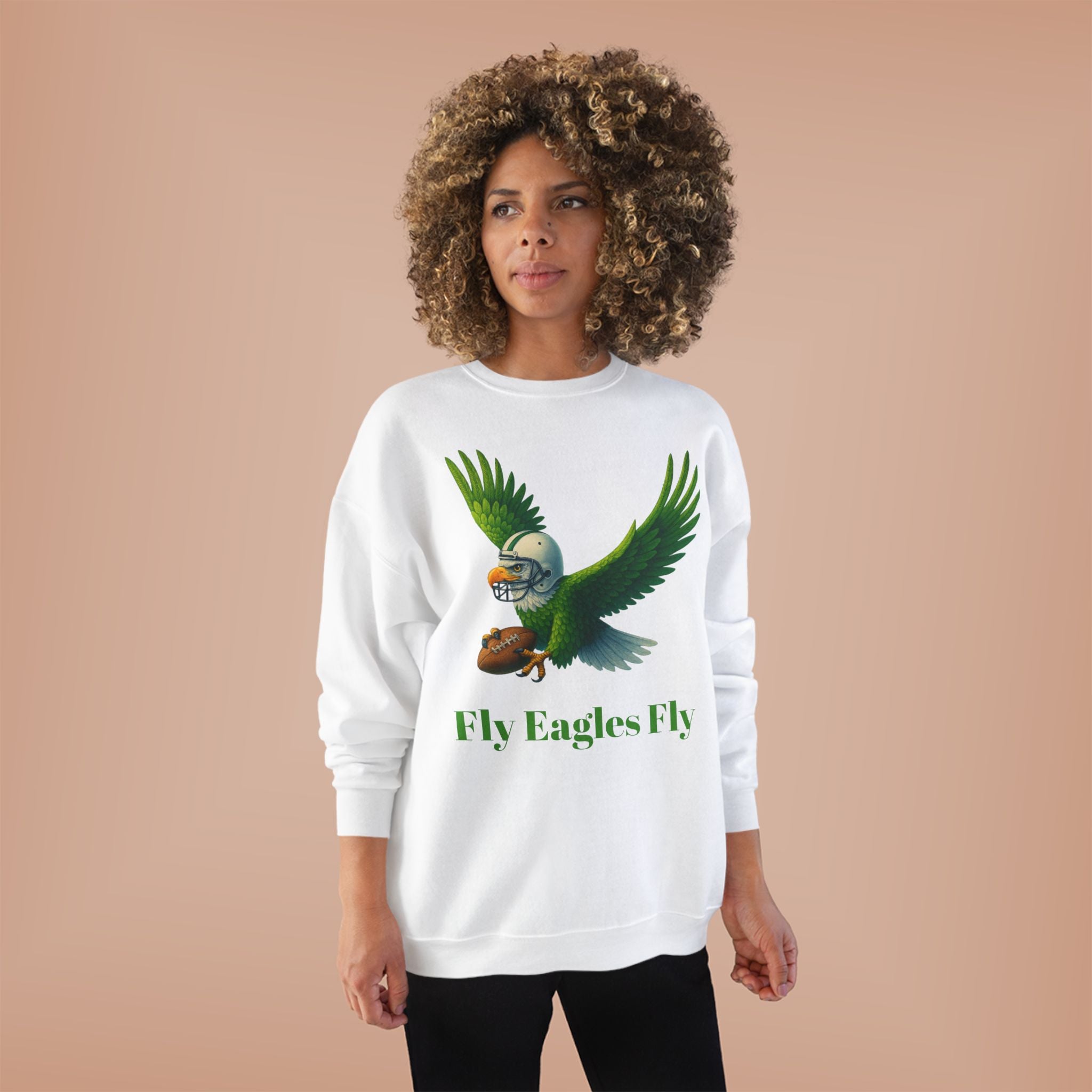 Fly Eagles Fly Crewneck Sweatshirt — Vintage Football Eagle Graphic