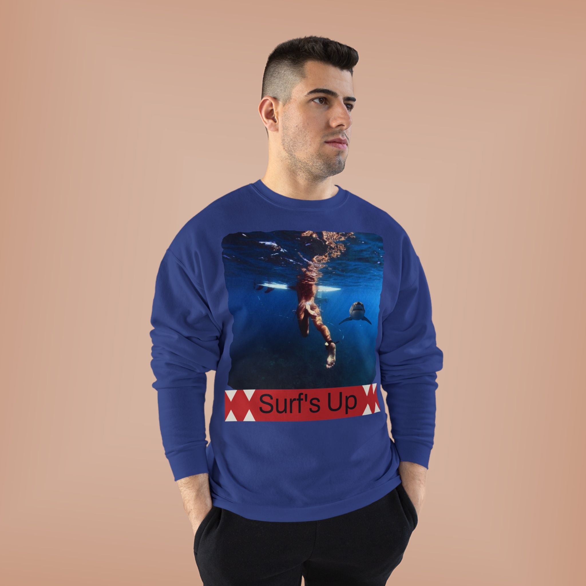 Crewneck Sweatshirt — 'Surf's Up' Underwater Surfer Graphic