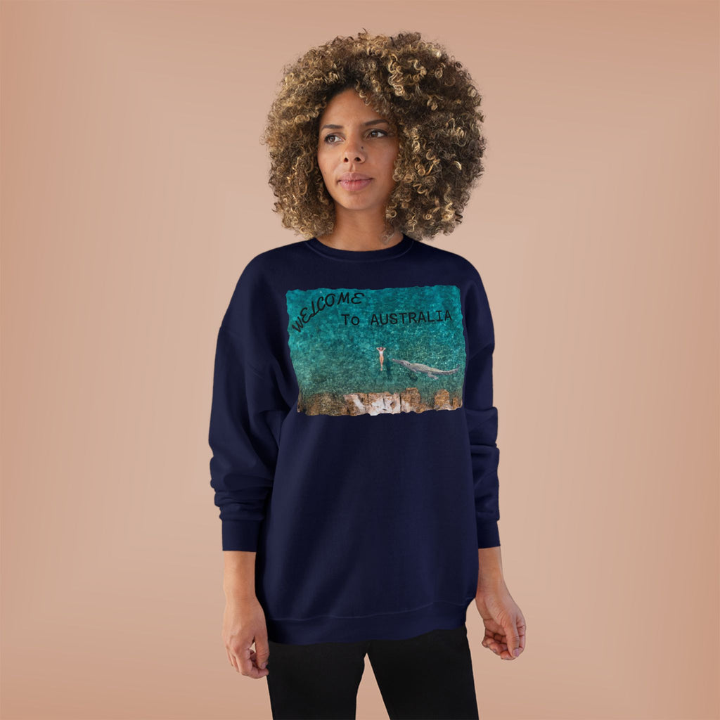 Welcome To Australia Crewneck Sweatshirt — Beach Aerial Photo Travel Sweater