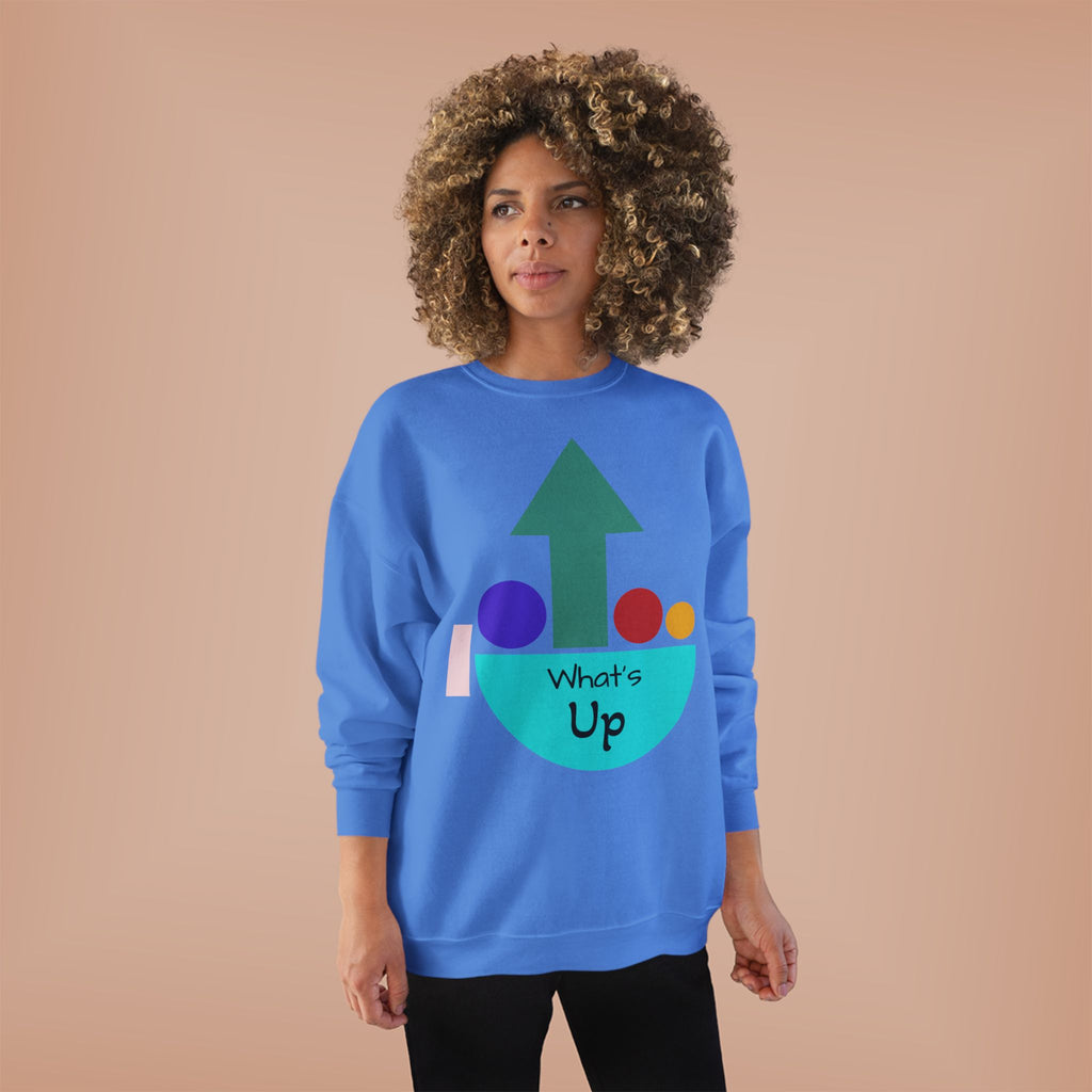 What's Up Arrow Crewneck Sweatshirt — Playful Graphic Pullover
