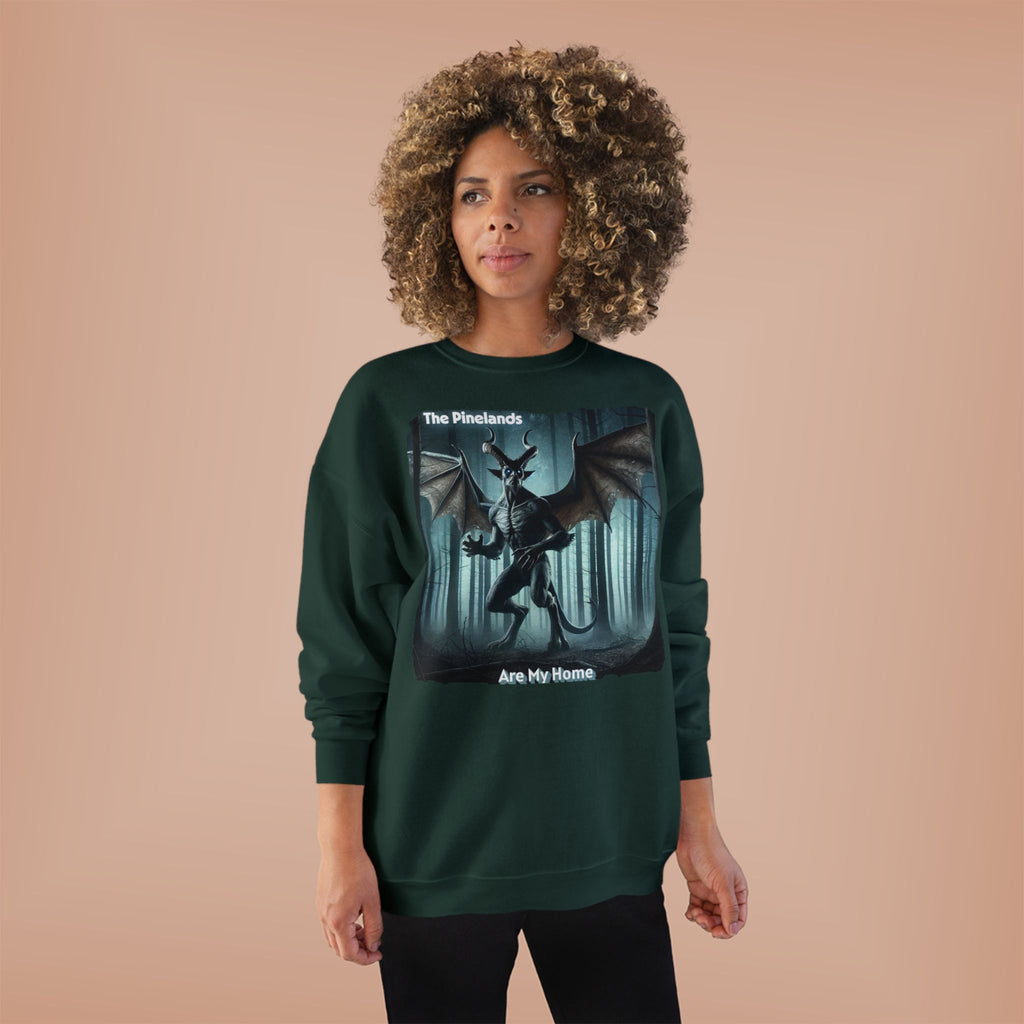 Pine Lands Dragon Crewneck Sweatshirt — "The Pinelands Are My Home" Forest Fantasy Pullover