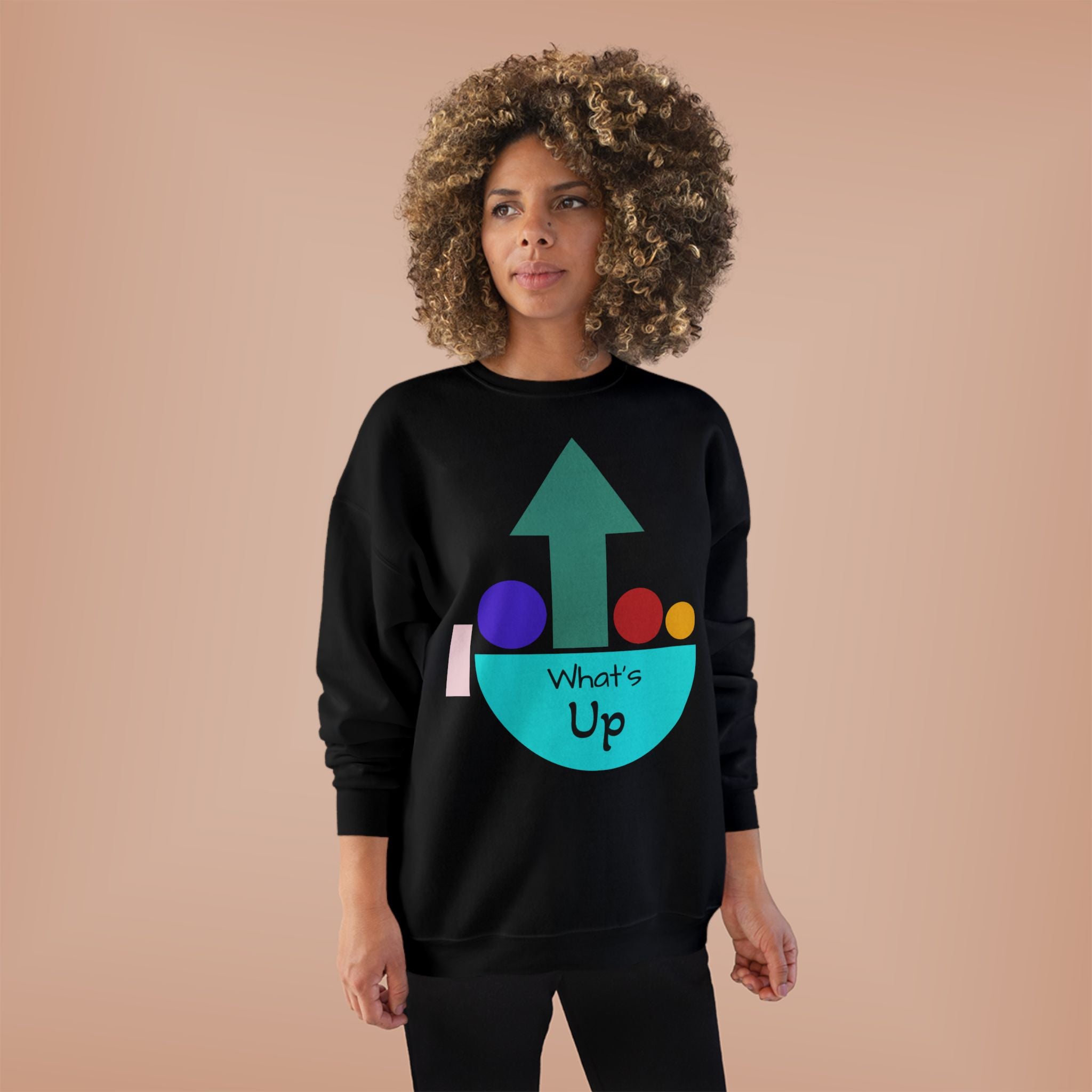 What's Up Arrow Crewneck Sweatshirt — Playful Graphic Pullover