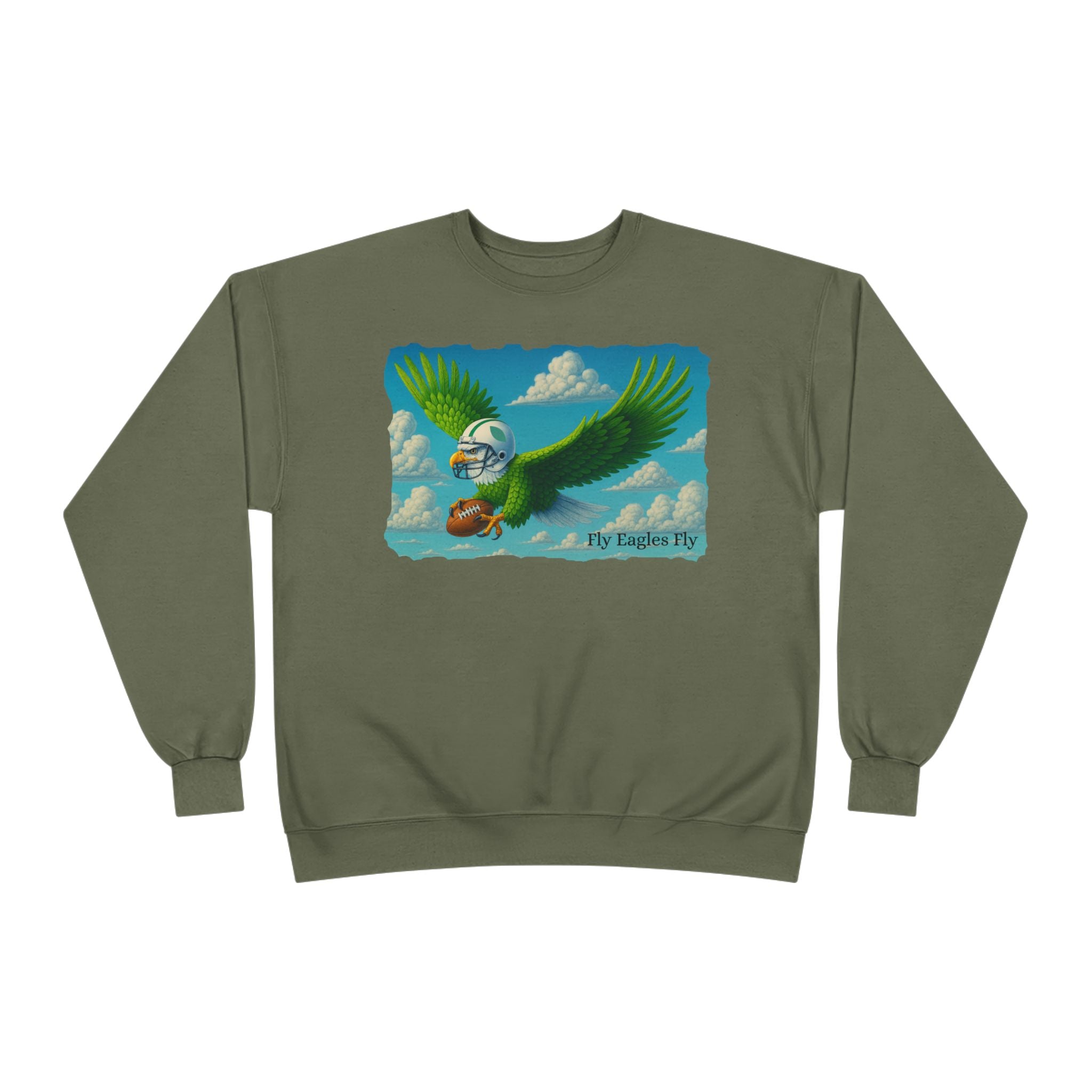 Eagles Fly Crewneck Sweatshirt — Vintage Football Bird Graphic