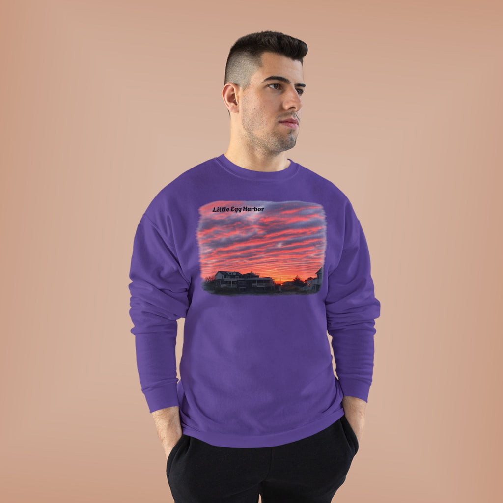 Sunset Landscape Crewneck Sweatshirt – "Little Bay Harbor" Scenic Graphic