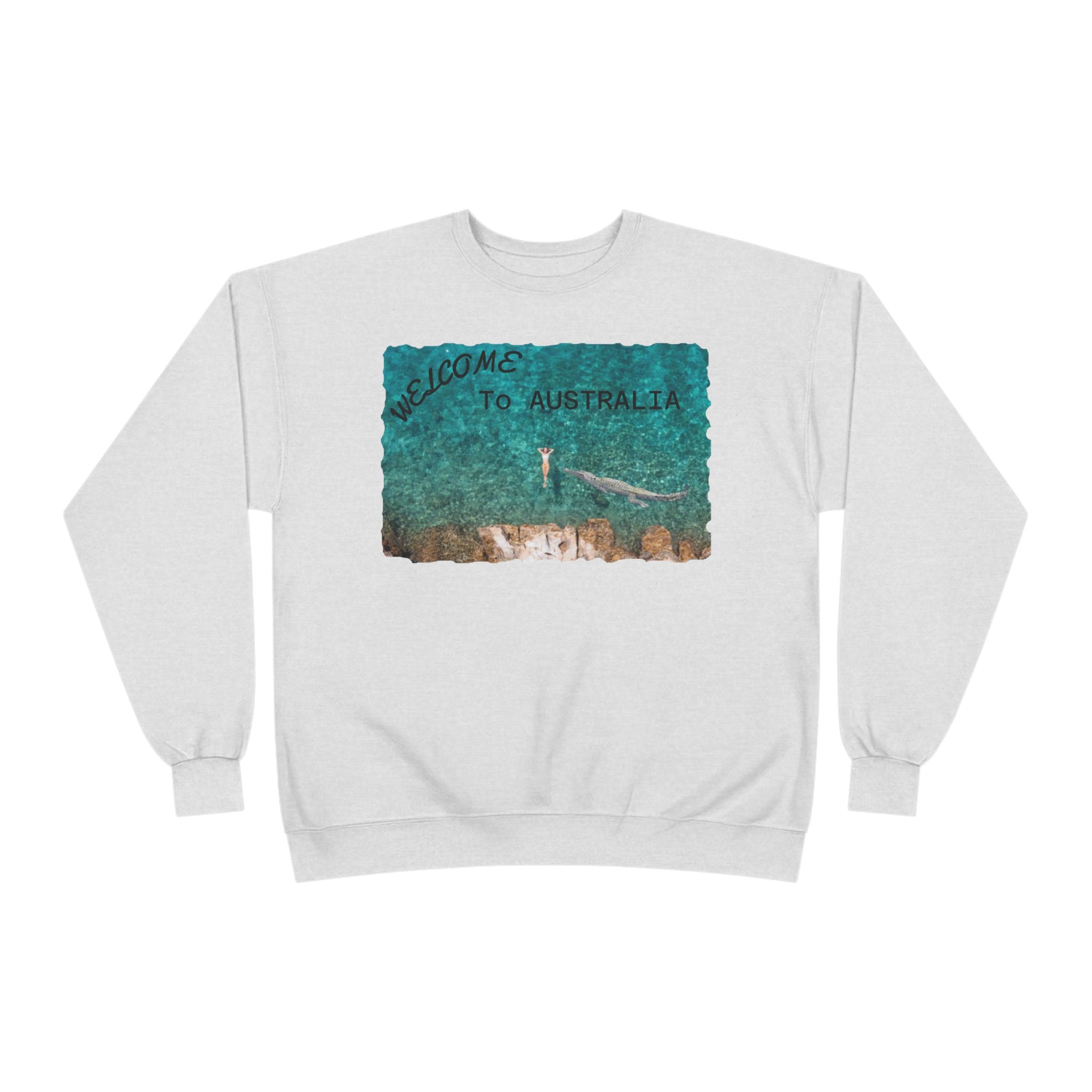 Welcome To Australia Crewneck Sweatshirt — Beach Aerial Photo Travel Sweater