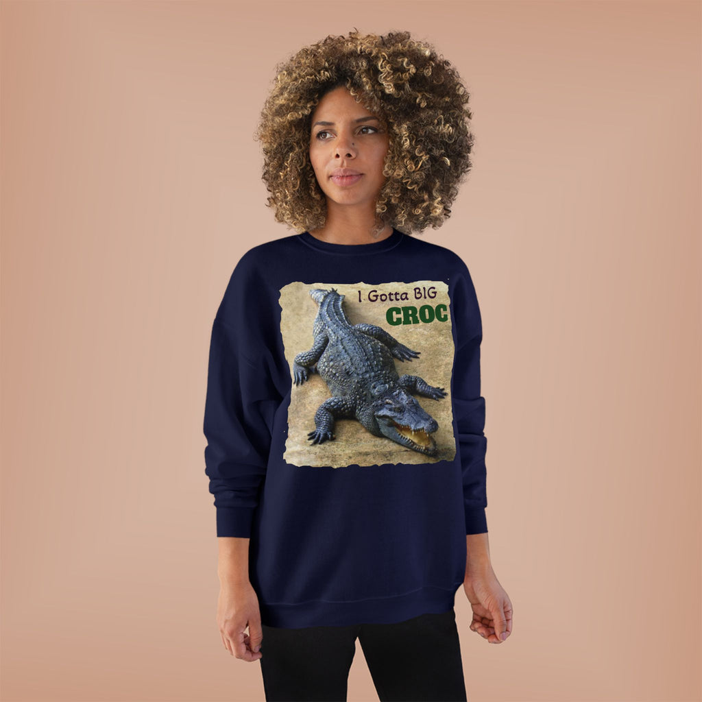 Crocodile Graphic Sweatshirt — "I Gotta Big Croc" Vintage Wildlife Crewneck