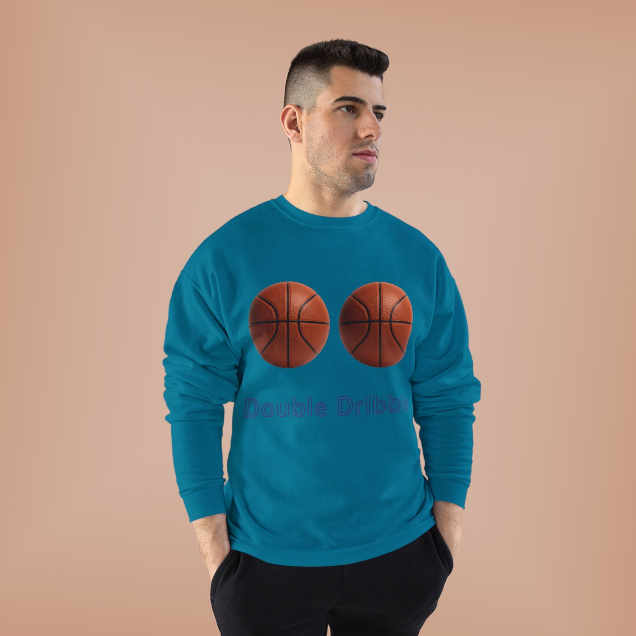 Crewneck Sweatshirt — "Double Dribble" Basketball Graphic