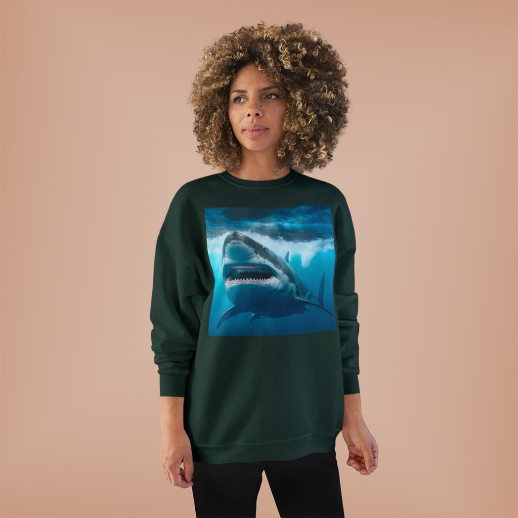 Great White Shark Graphic Sweatshirt — Ocean Predator Crewneck