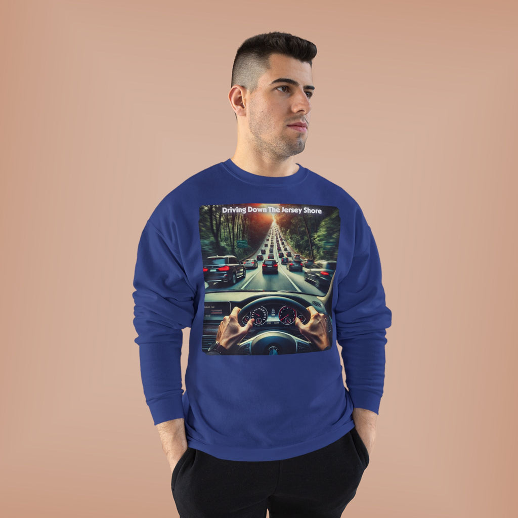 Crewneck Sweatshirt — "Driving Down The Jersey Shore" Scenic Road Trip Design