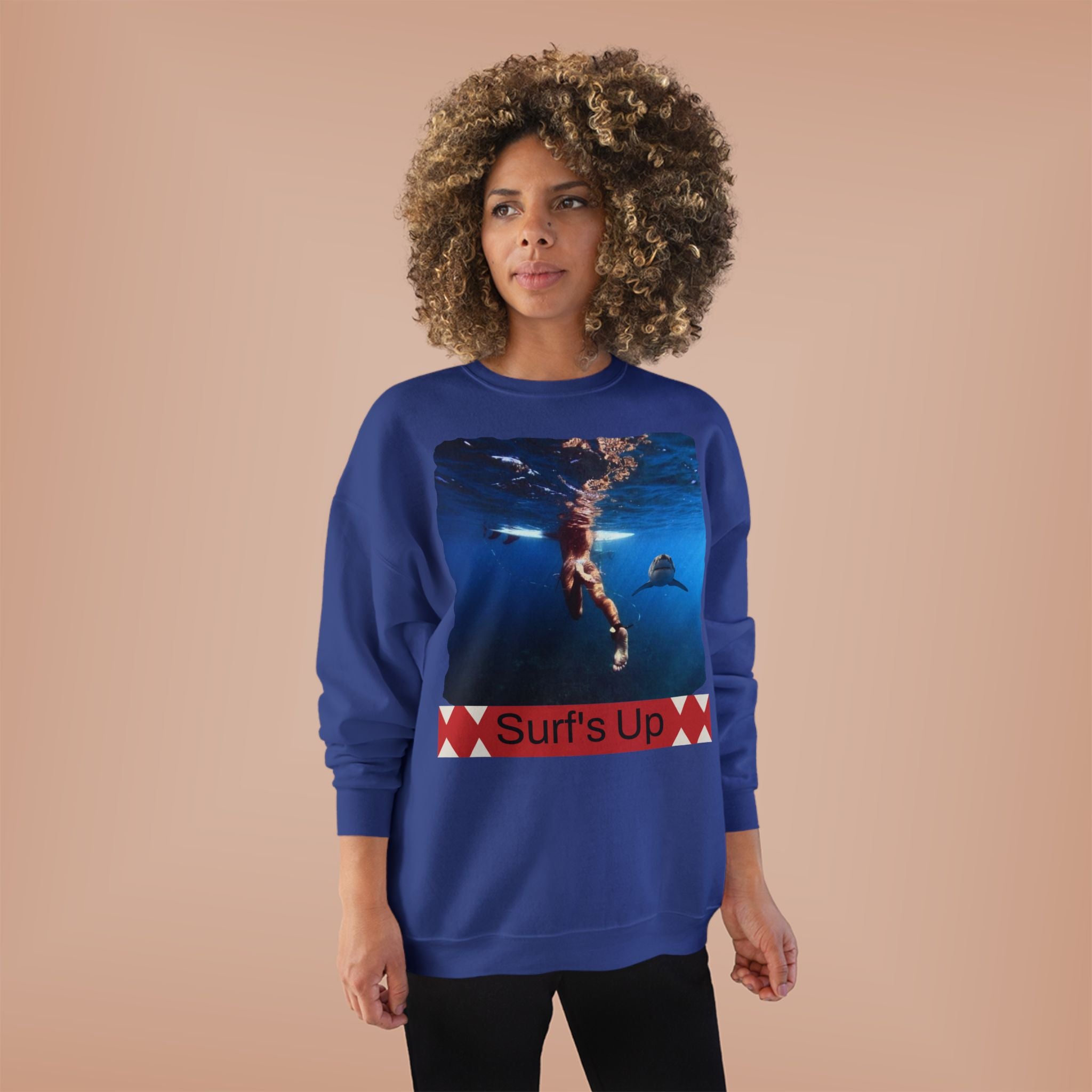 Crewneck Sweatshirt — 'Surf's Up' Underwater Surfer Graphic