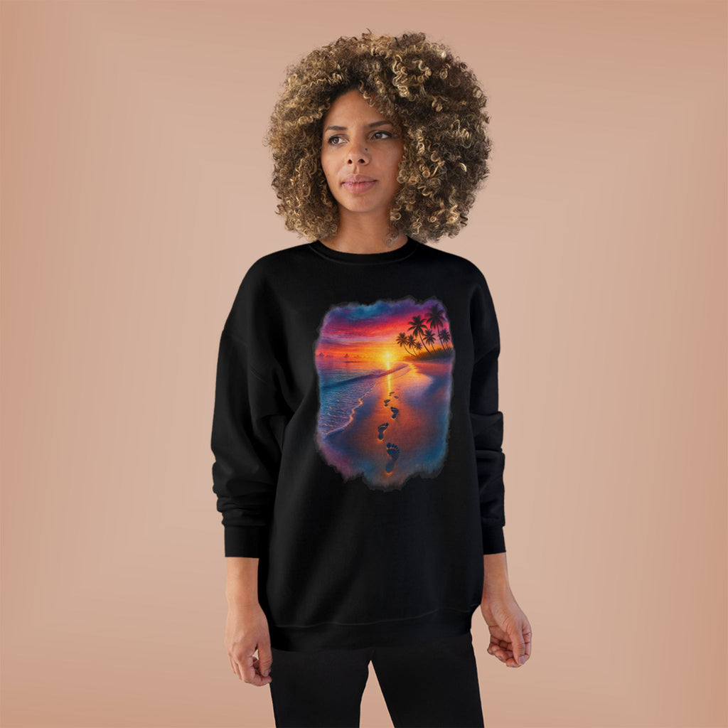 Sunset Beach Crewneck Sweatshirt — Tropical Footprints Graphic