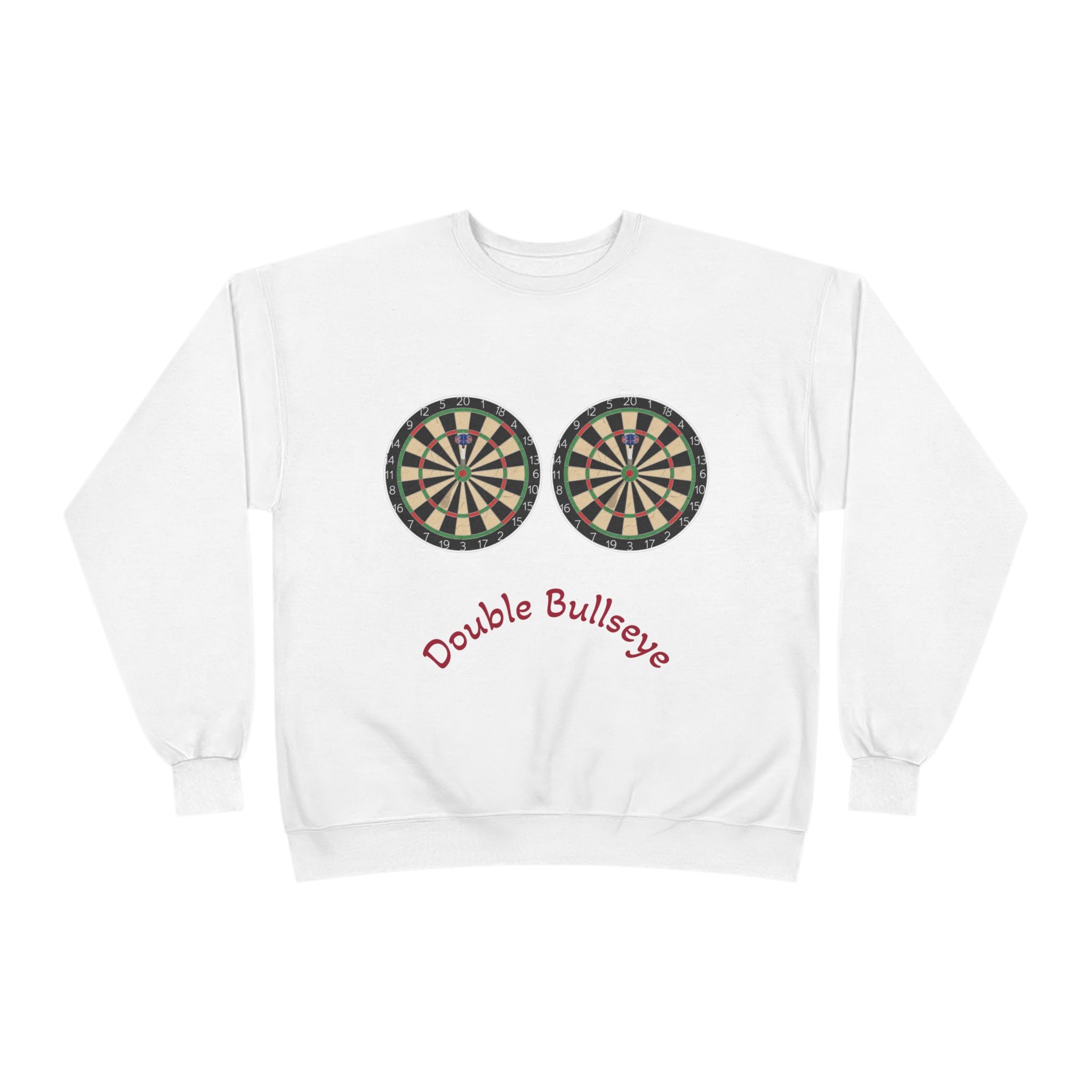 Double Bullseye Crewneck Sweatshirt — Darts Humor Graphic